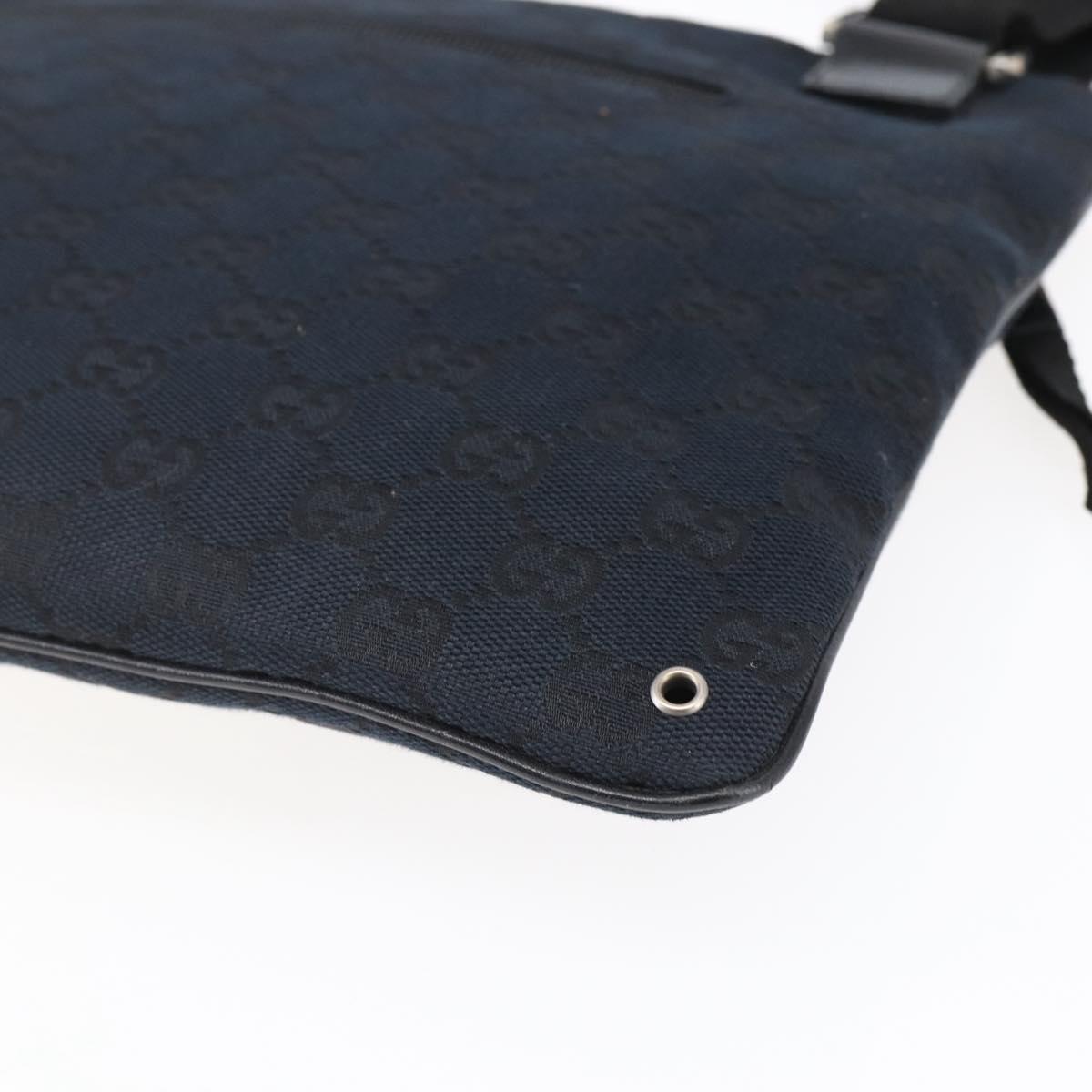 GUCCI GG Canvas Shoulder Bag Black Silver 90476 Auth am9461