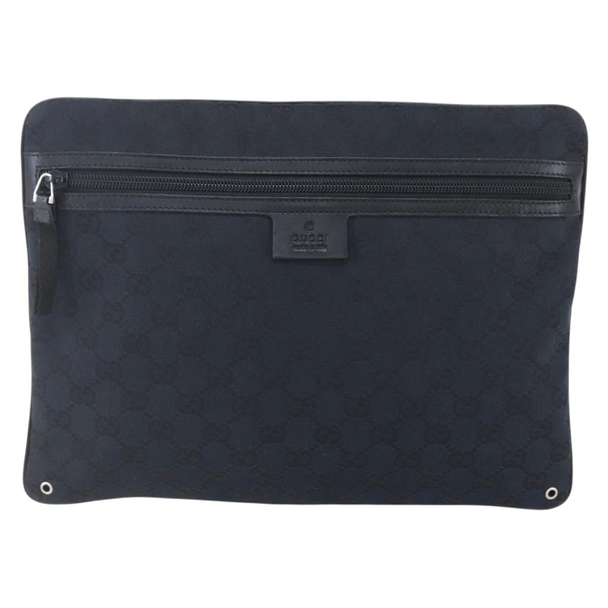 GUCCI GG Canvas Shoulder Bag Black Silver 90476 Auth am9461