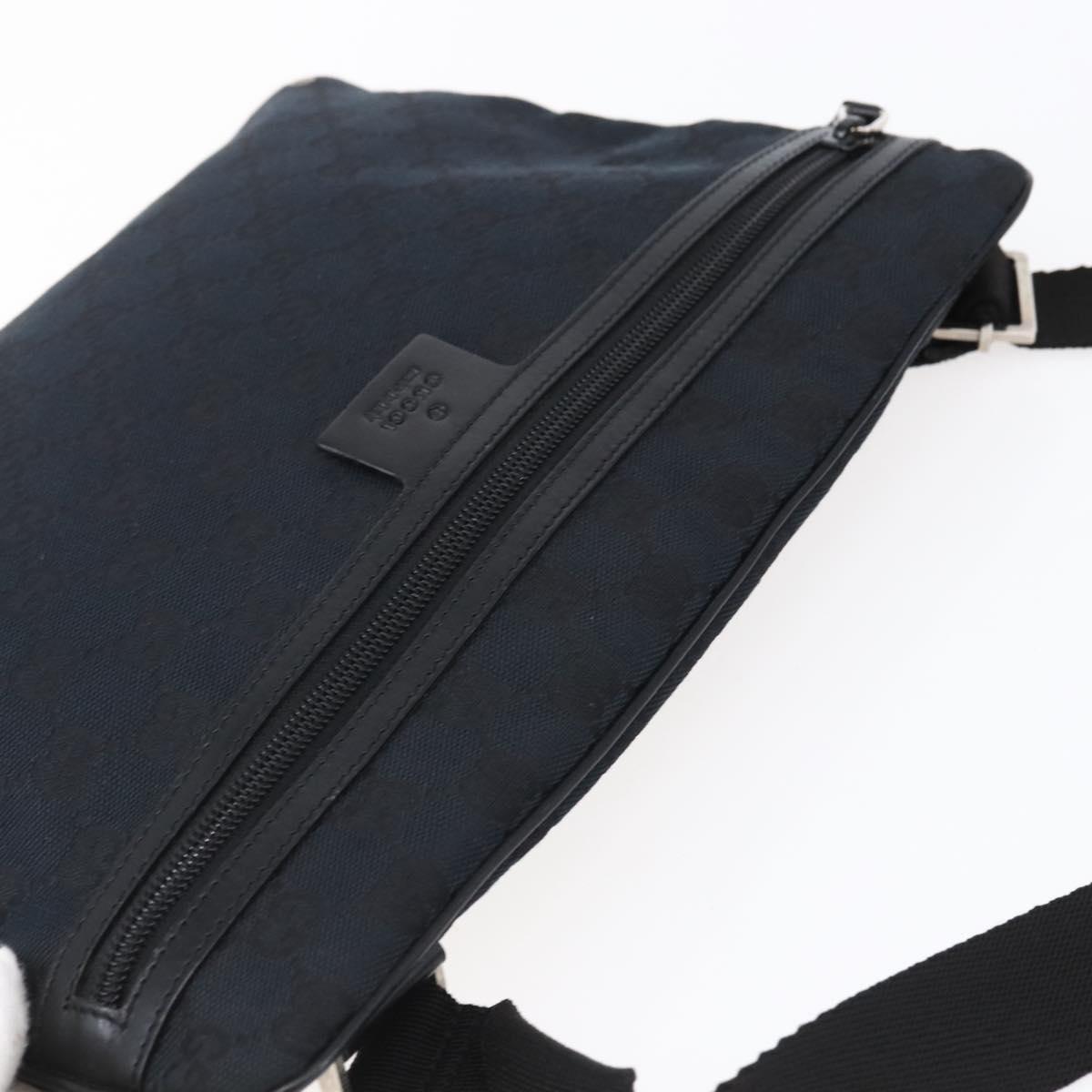 GUCCI GG Canvas Shoulder Bag Black Silver 90476 Auth am9461