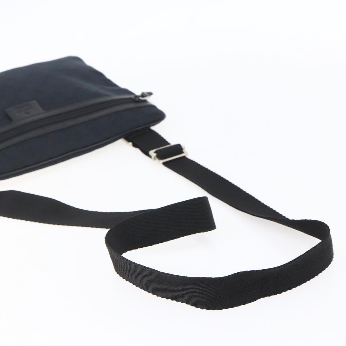 GUCCI GG Canvas Shoulder Bag Black Silver 90476 Auth am9461