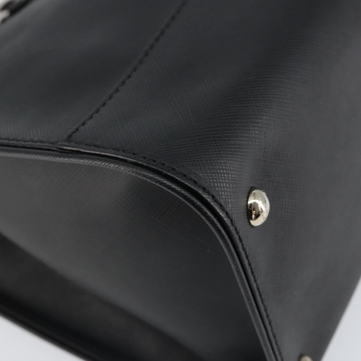 Salvatore Ferragamo Gancini Hand Bag Leather Black Silver Auth am9462V