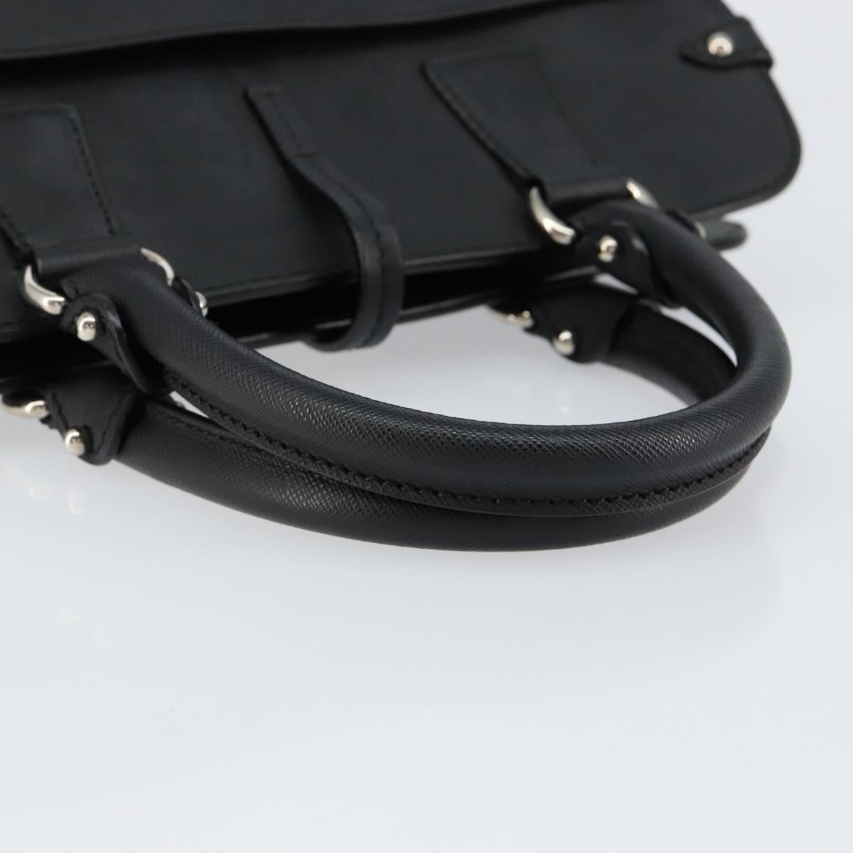 Salvatore Ferragamo Gancini Hand Bag Leather Black Silver Auth am9462V