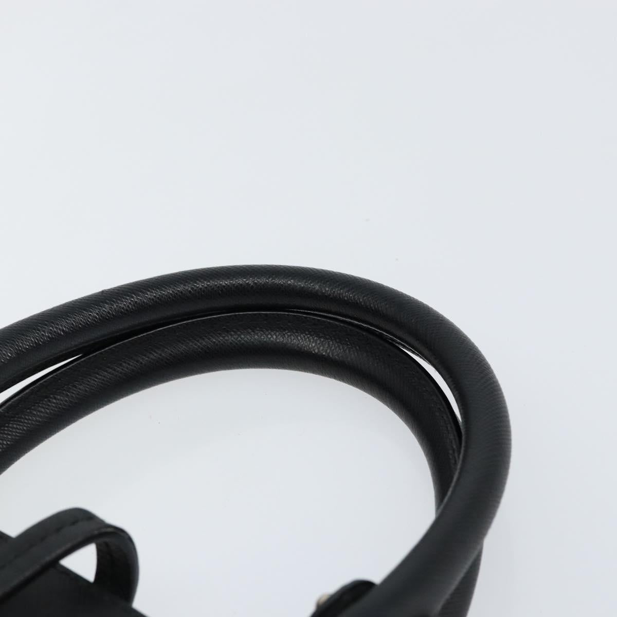 Salvatore Ferragamo Gancini Hand Bag Leather Black Silver Auth am9462V