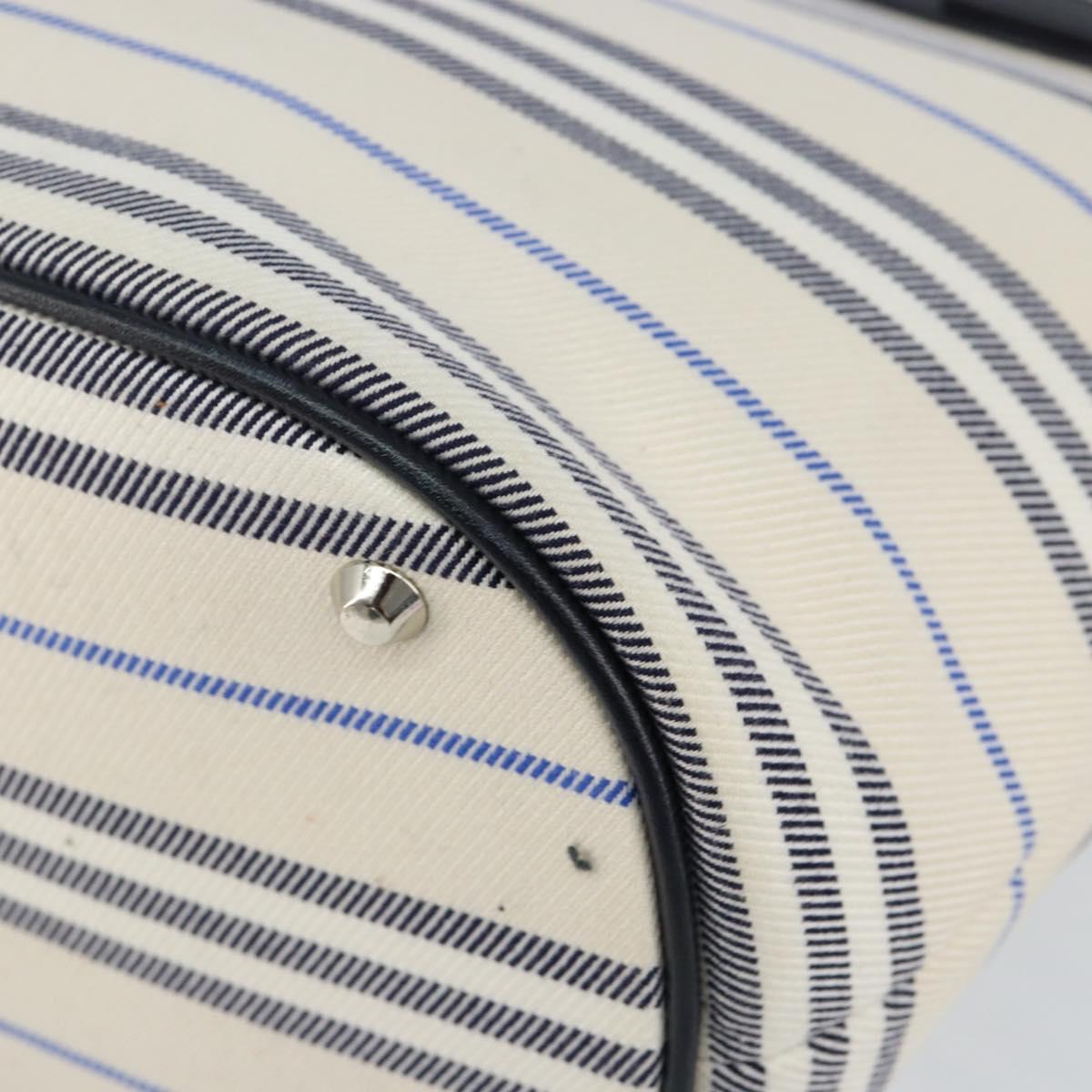 BURBERRY Blue Label Tote Bag Canvas Leather White Silver Auth am9464