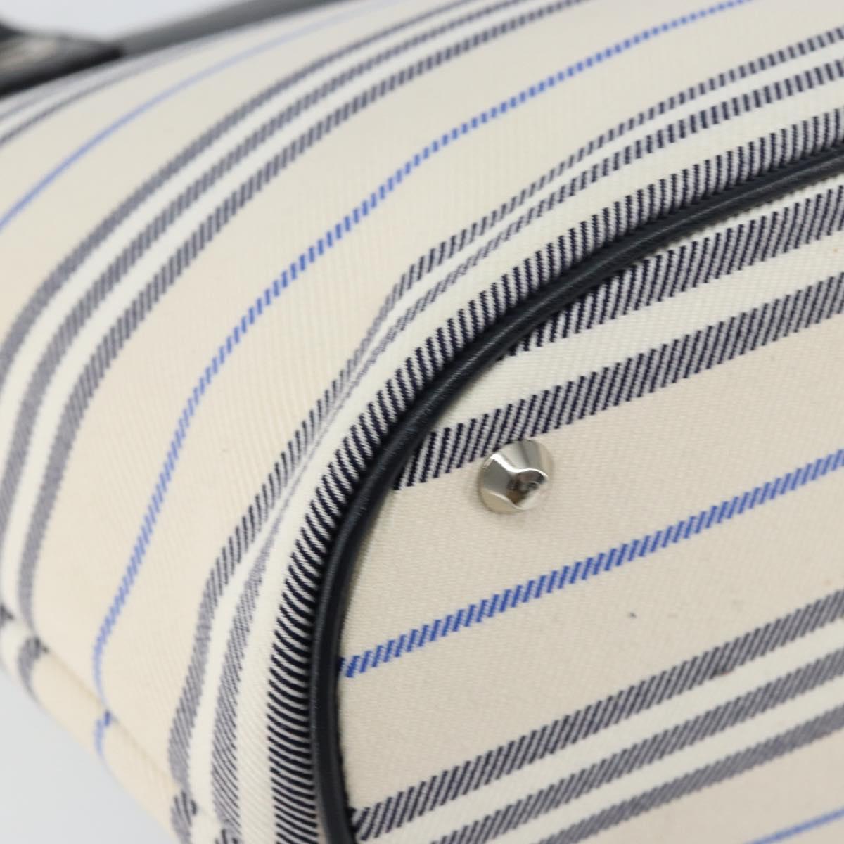 BURBERRY Blue Label Tote Bag Canvas Leather White Silver Auth am9464