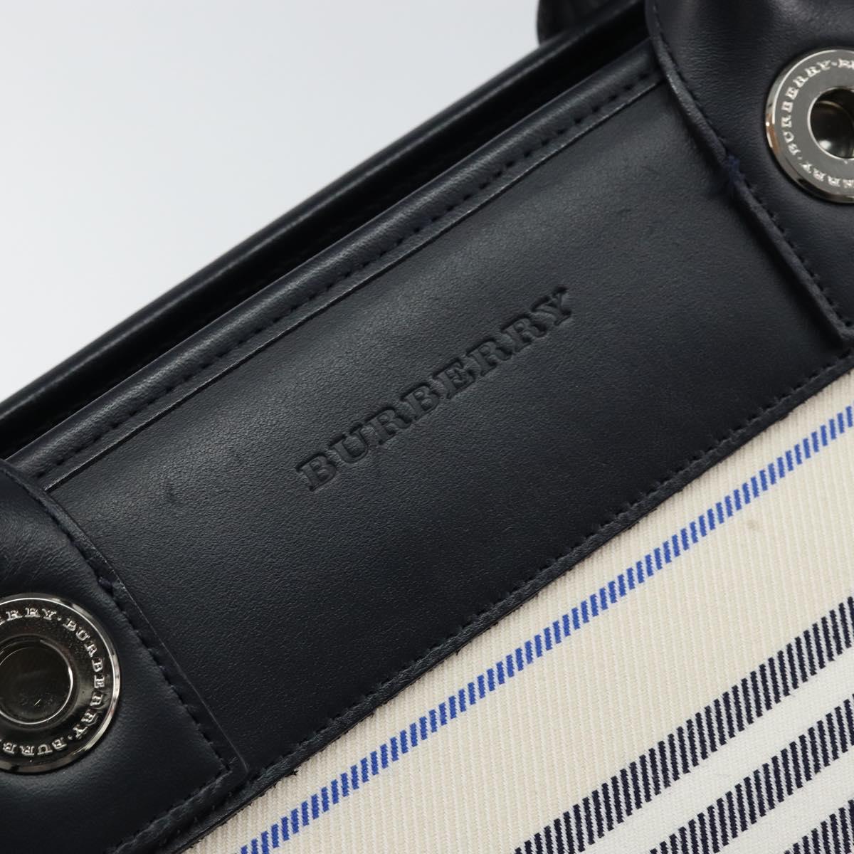 BURBERRY Blue Label Tote Bag Canvas Leather White Silver Auth am9464