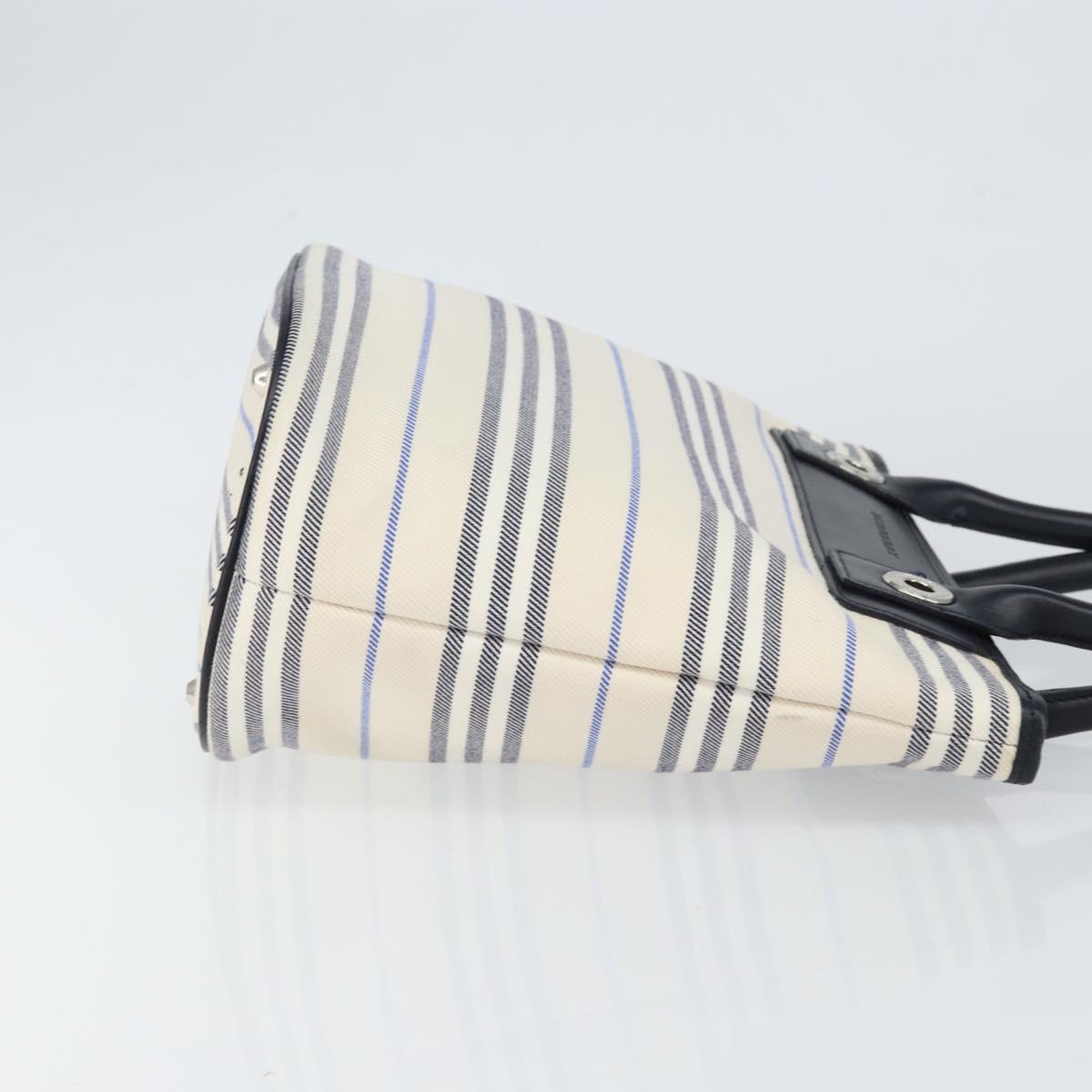 BURBERRY Blue Label Tote Bag Canvas Leather White Silver Auth am9464