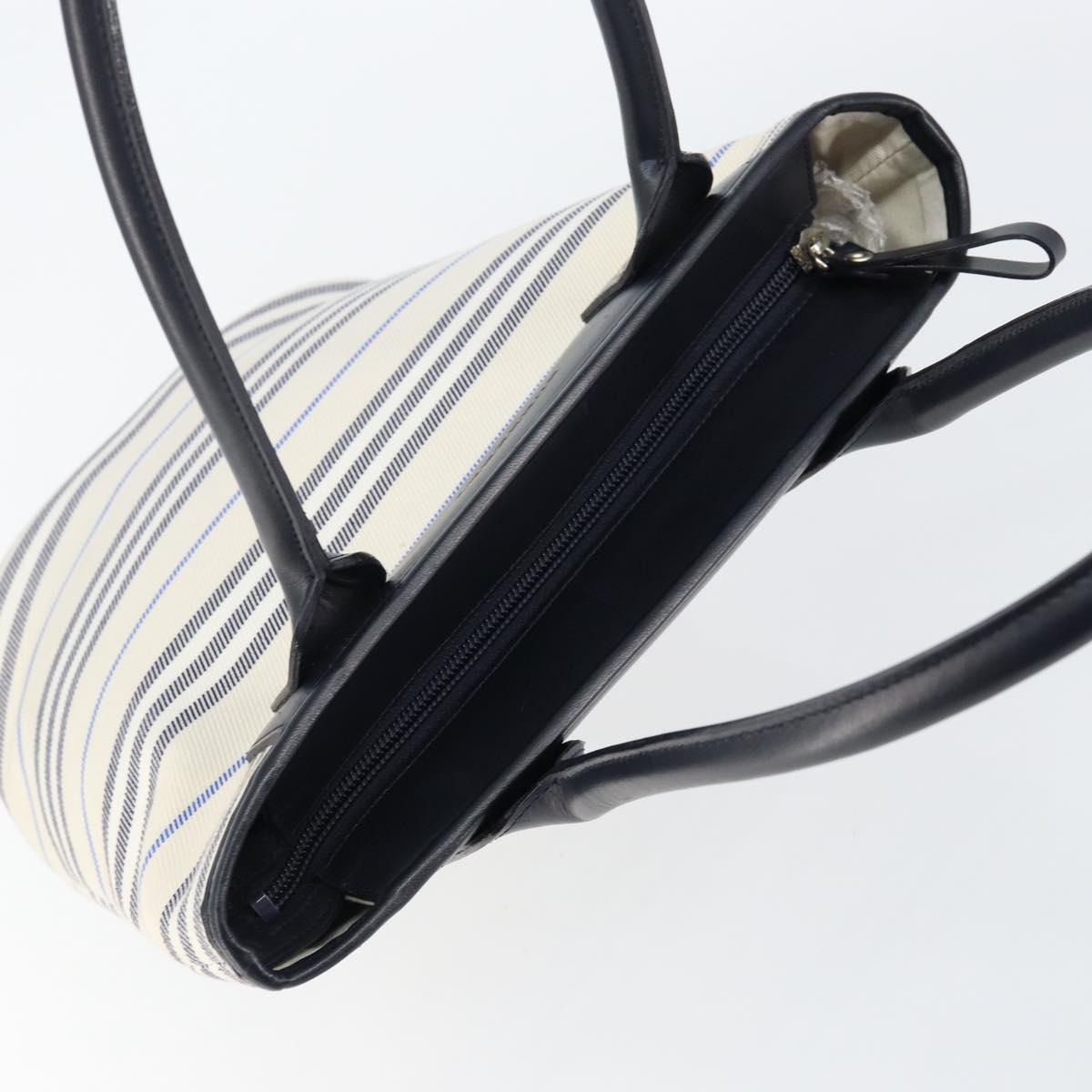 BURBERRY Blue Label Tote Bag Canvas Leather White Silver Auth am9464