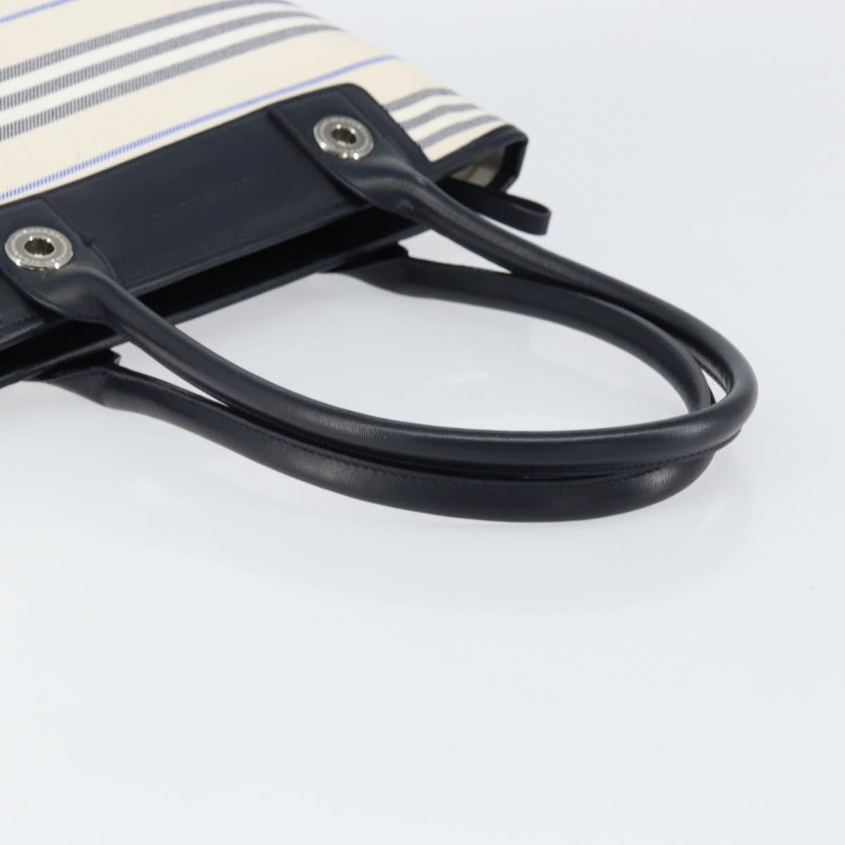 BURBERRY Blue Label Tote Bag Canvas Leather White Silver Auth am9464