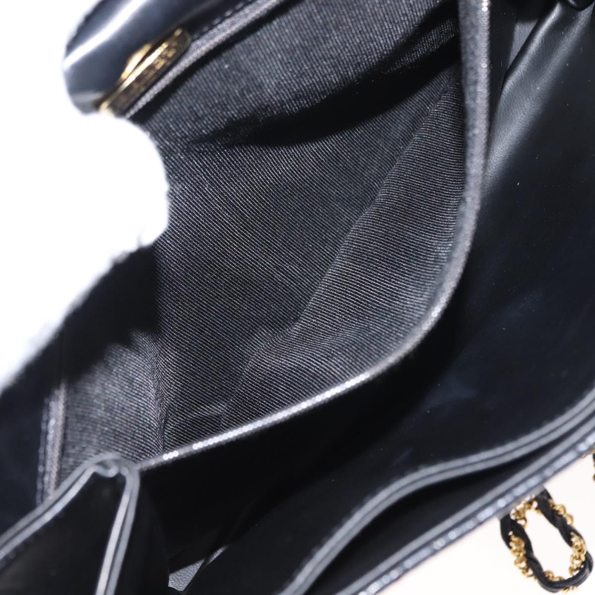 BALLY Quilted Chain Shoulder Bag Leather Black Gold Auth am9465