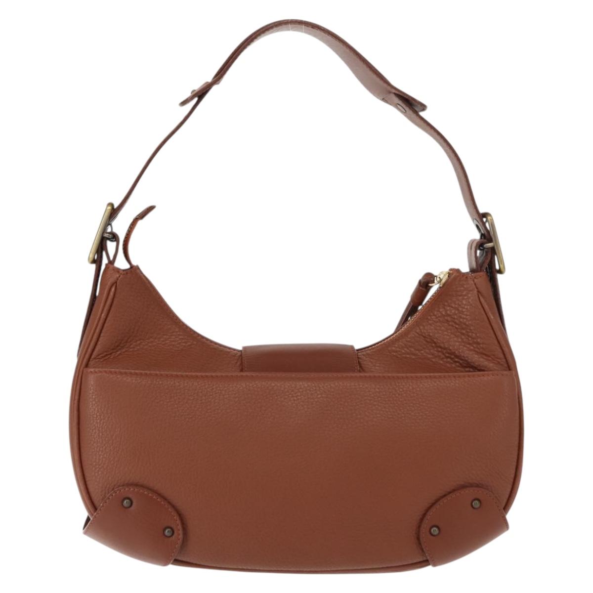 Chloe Shoulder Bag Leather Brown Gold Auth am9467V