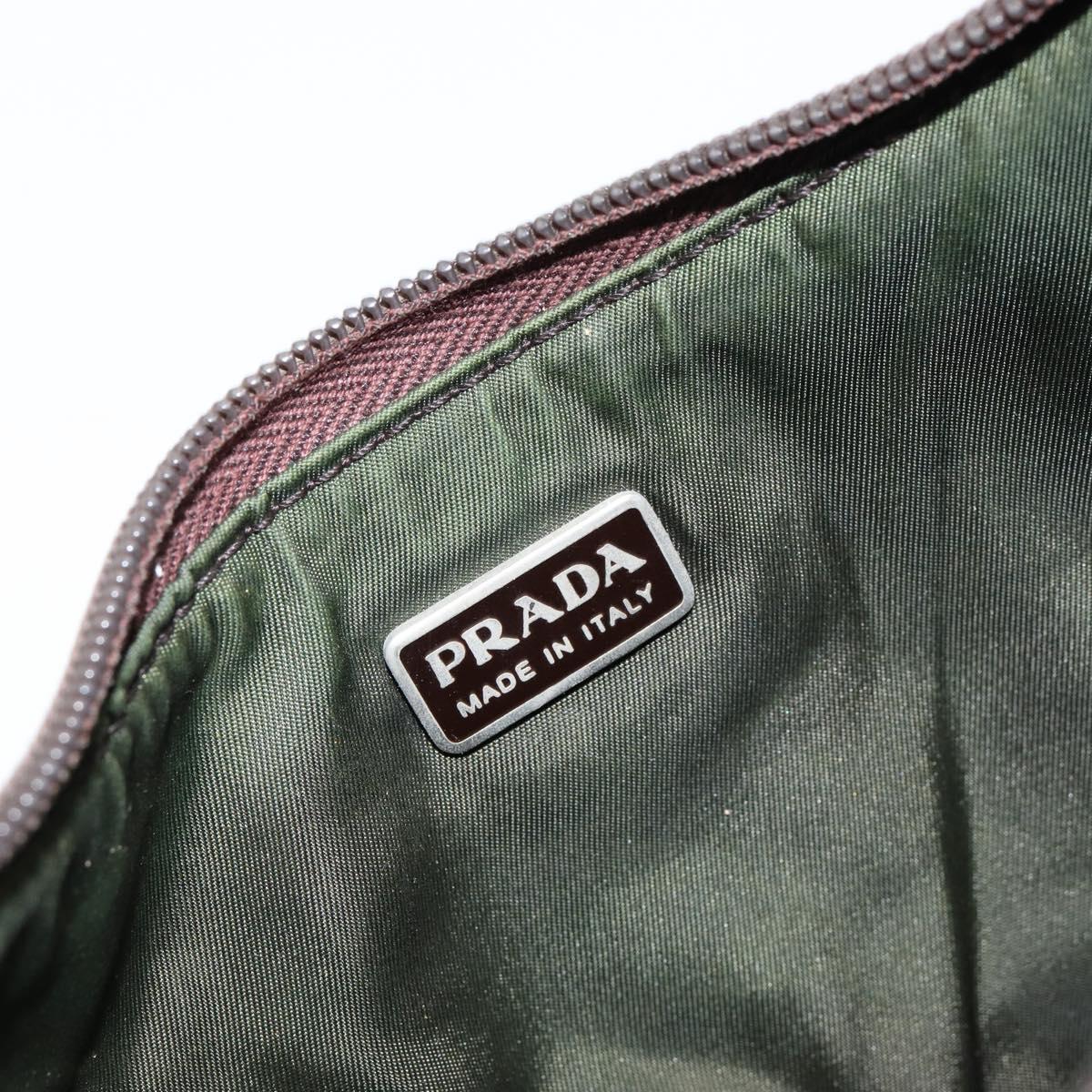 PRADA Sports Accessory Pouch Wool Khaki Auth am9470