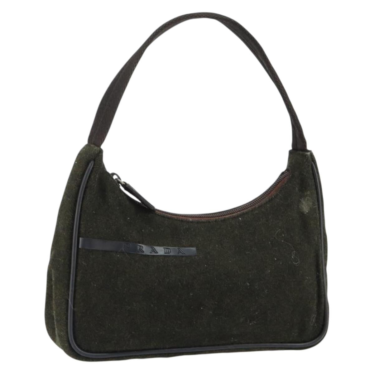 PRADA Sports Accessory Pouch Wool Khaki Auth am9470