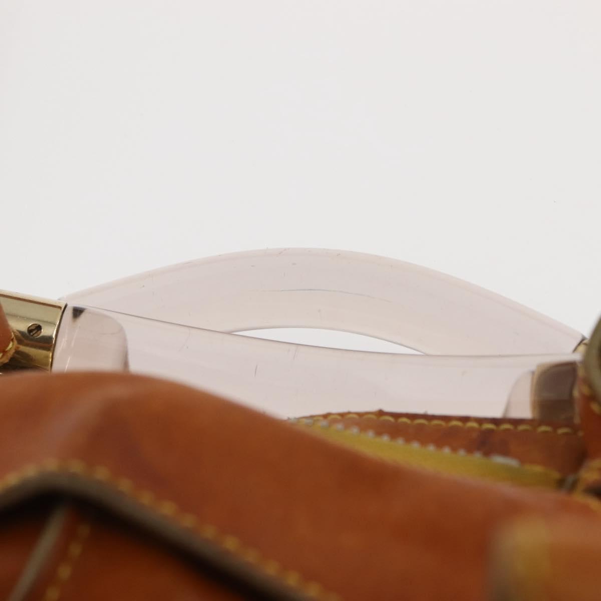 Chloe Saskia Hand Bag Leather 2way Brown Gold Auth am9472