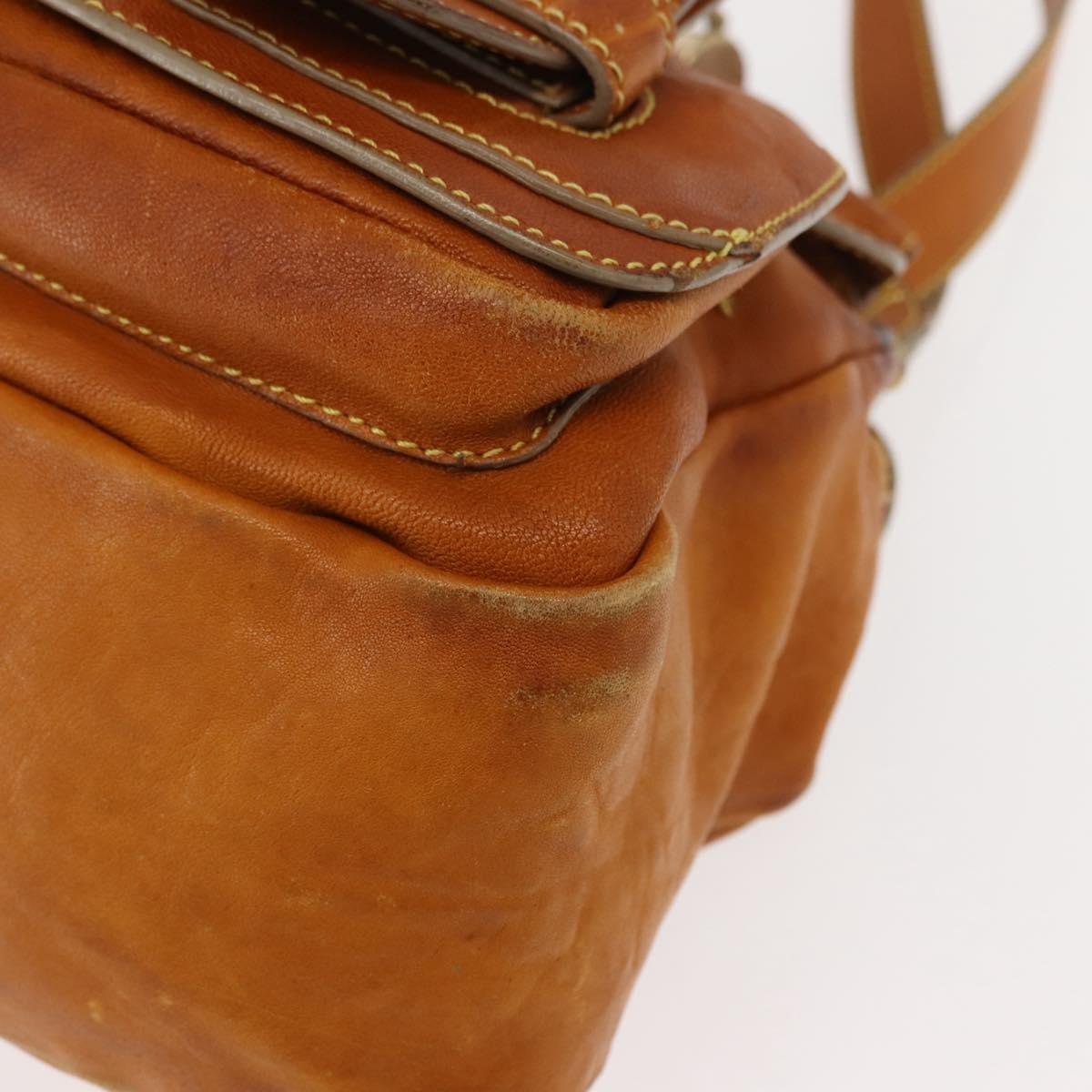 Chloe Saskia Hand Bag Leather 2way Brown Gold Auth am9472