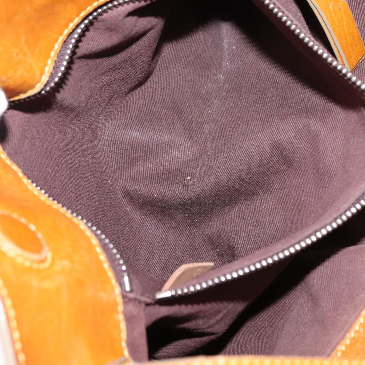 Chloe Saskia Hand Bag Leather 2way Brown Gold Auth am9472