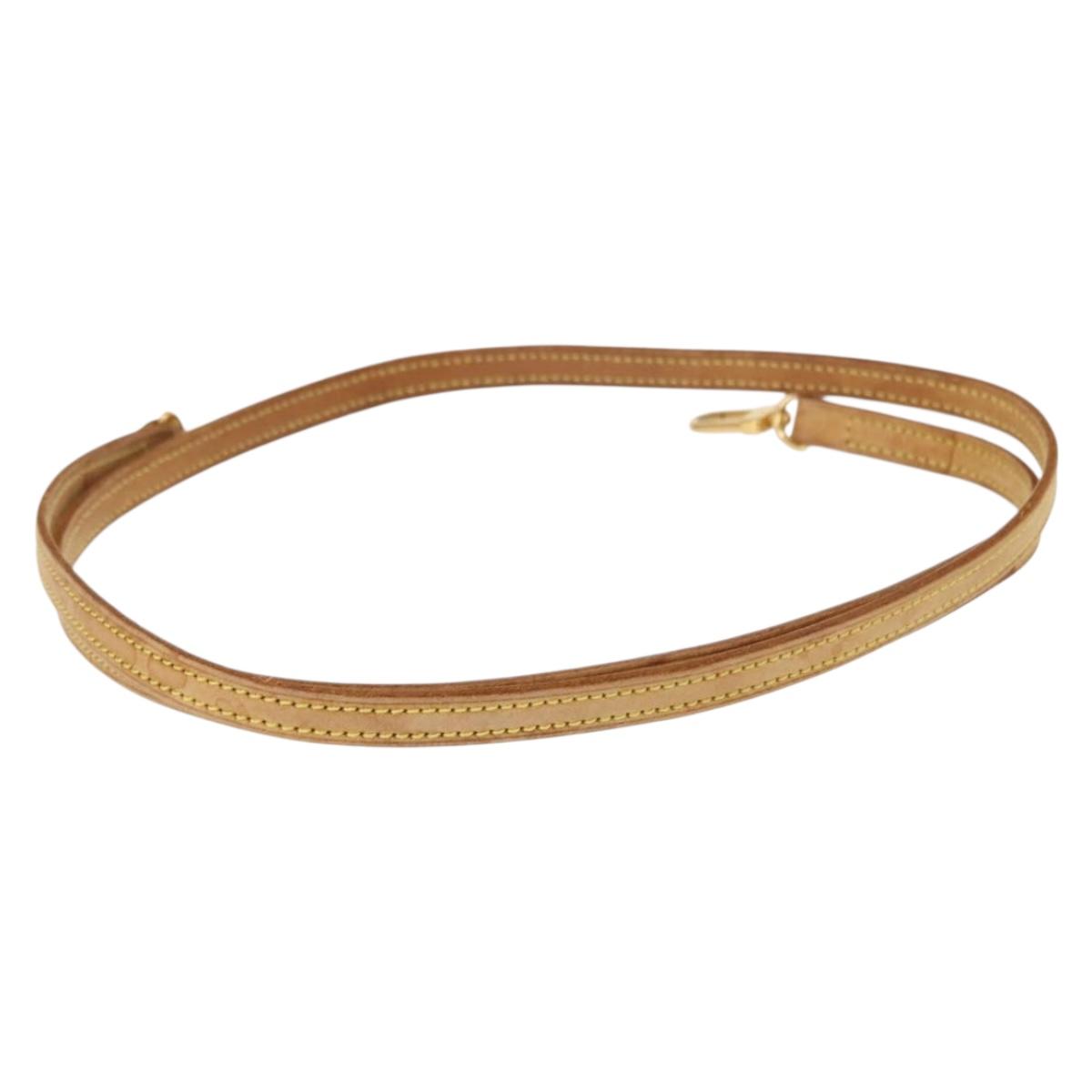 LOUIS VUITTON Shoulder Strap Leather 49.2"" Beige LV Auth am9478