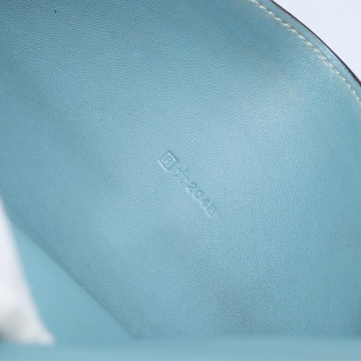 HERMES Dogon Long Wallet Leather Light Blue Silver Auth am9479