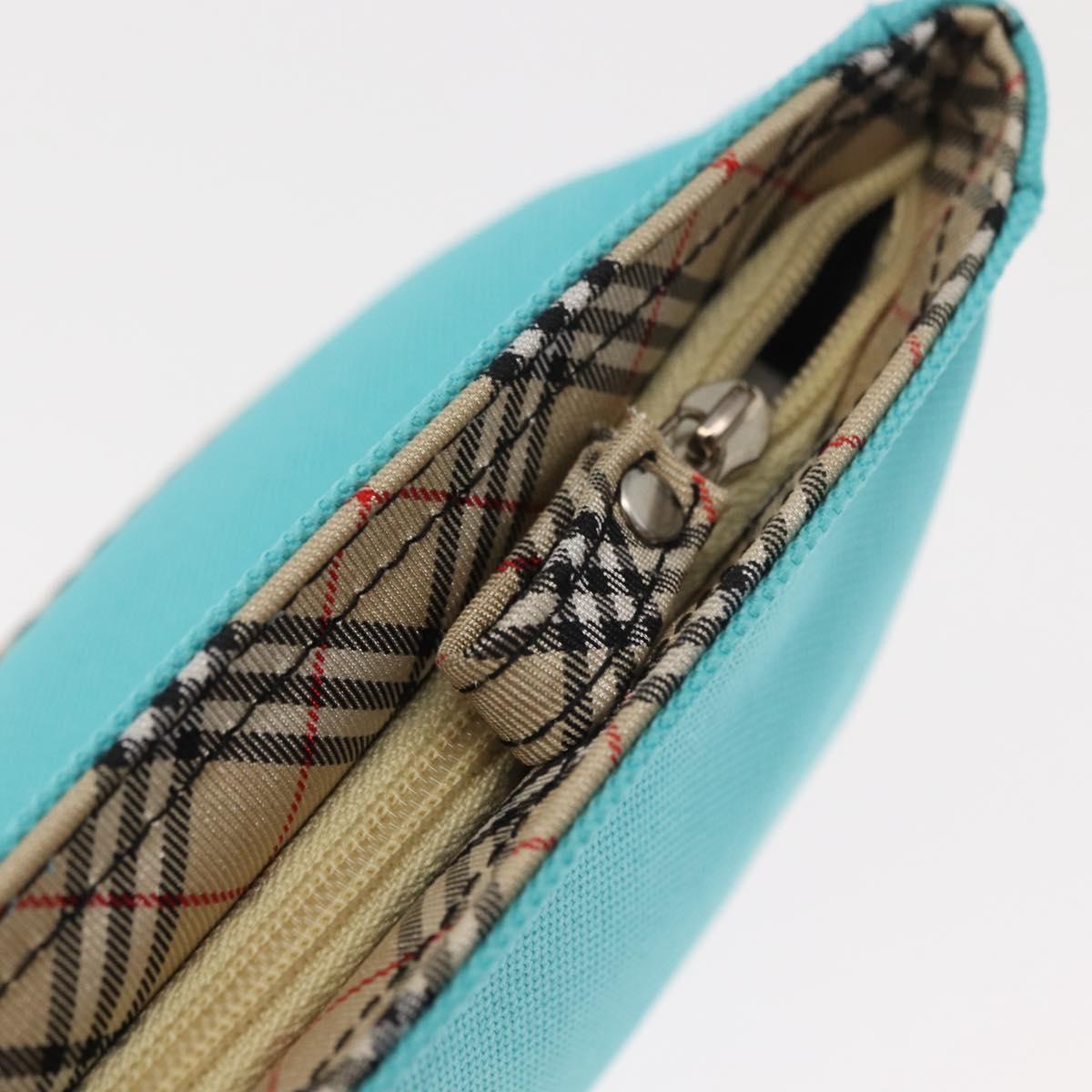 BURBERRY Nova Check Handkerchief Pouch Canvas 2Set Light Blue Silver Auth am9484
