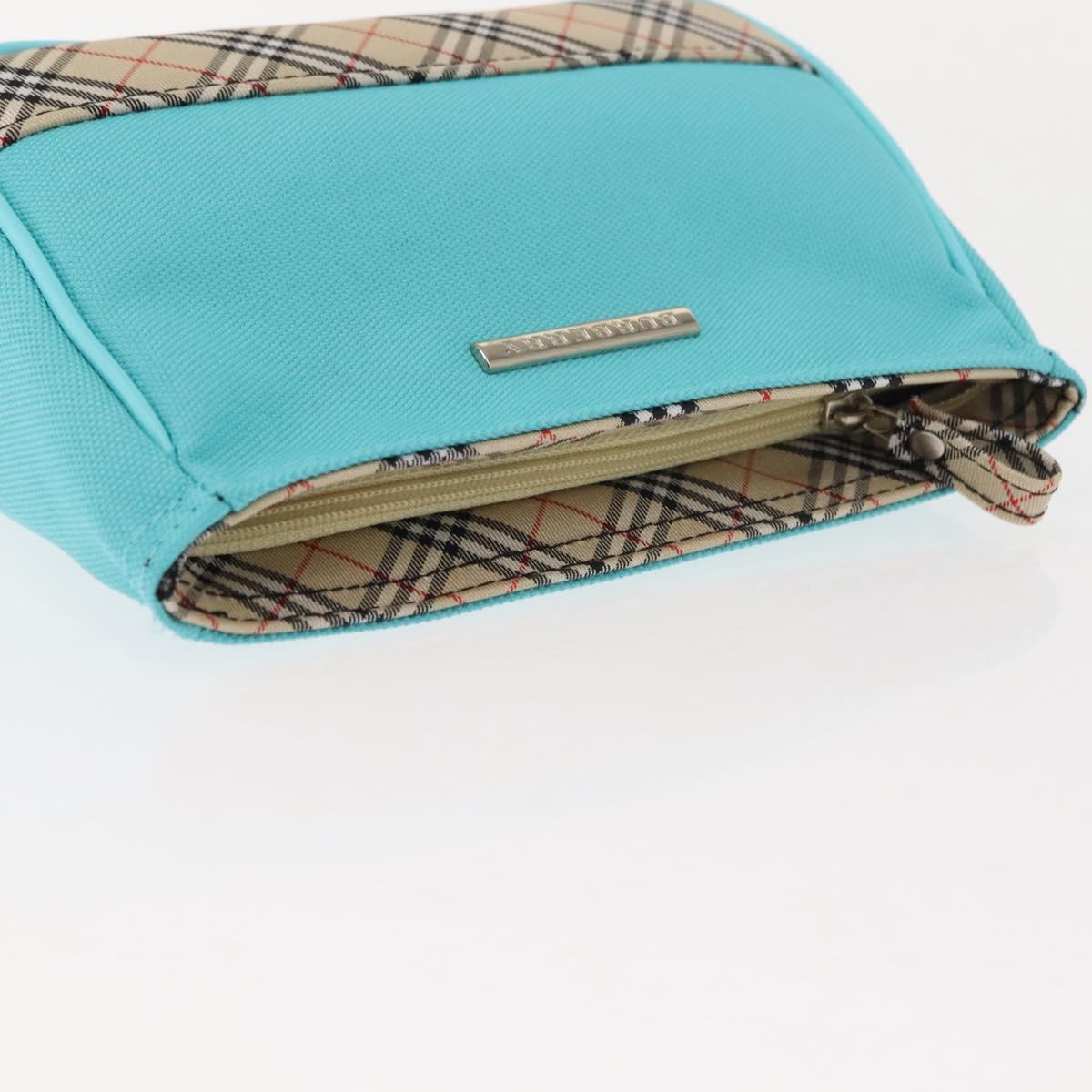BURBERRY Nova Check Handkerchief Pouch Canvas 2Set Light Blue Silver Auth am9484