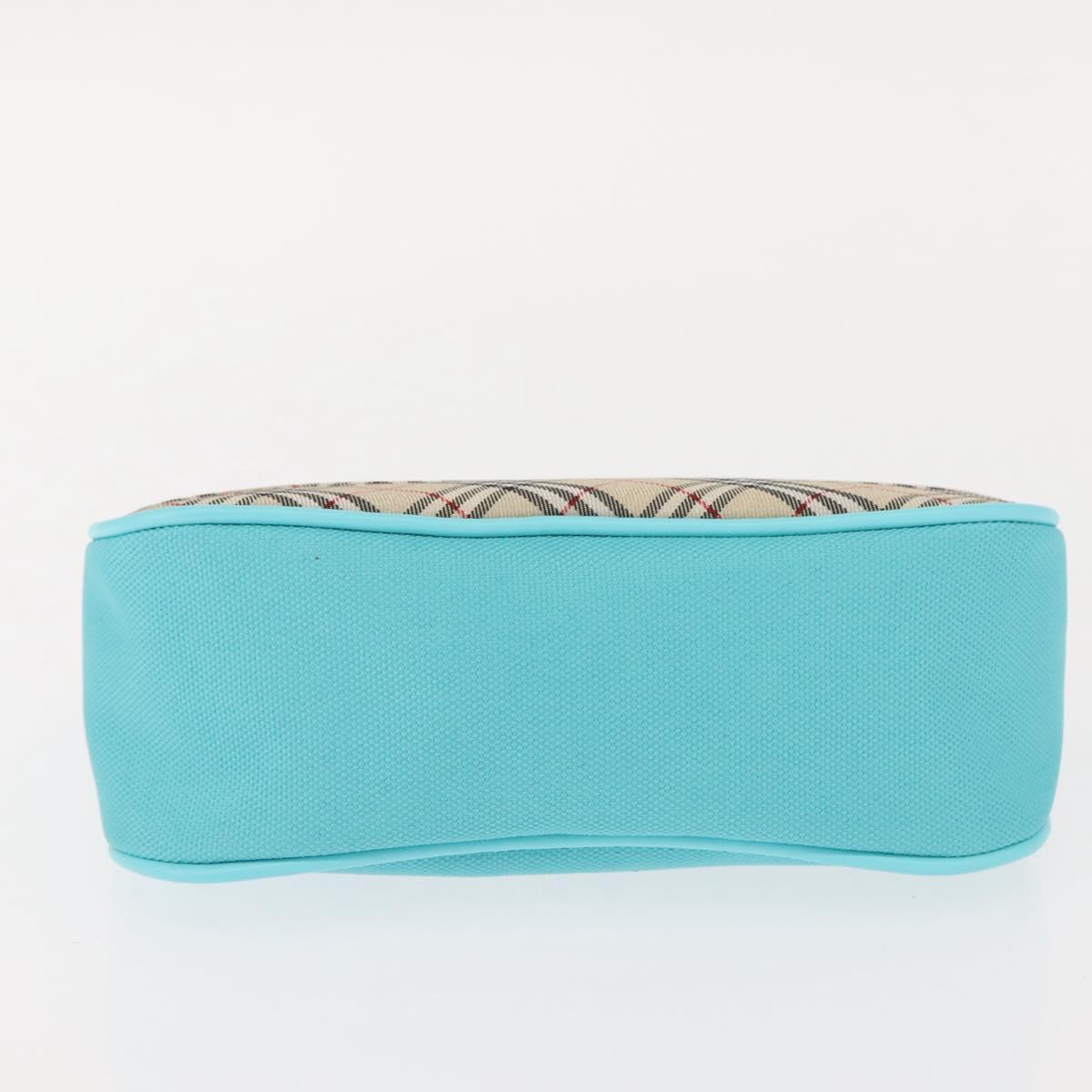 BURBERRY Nova Check Handkerchief Pouch Canvas 2Set Light Blue Silver Auth am9484