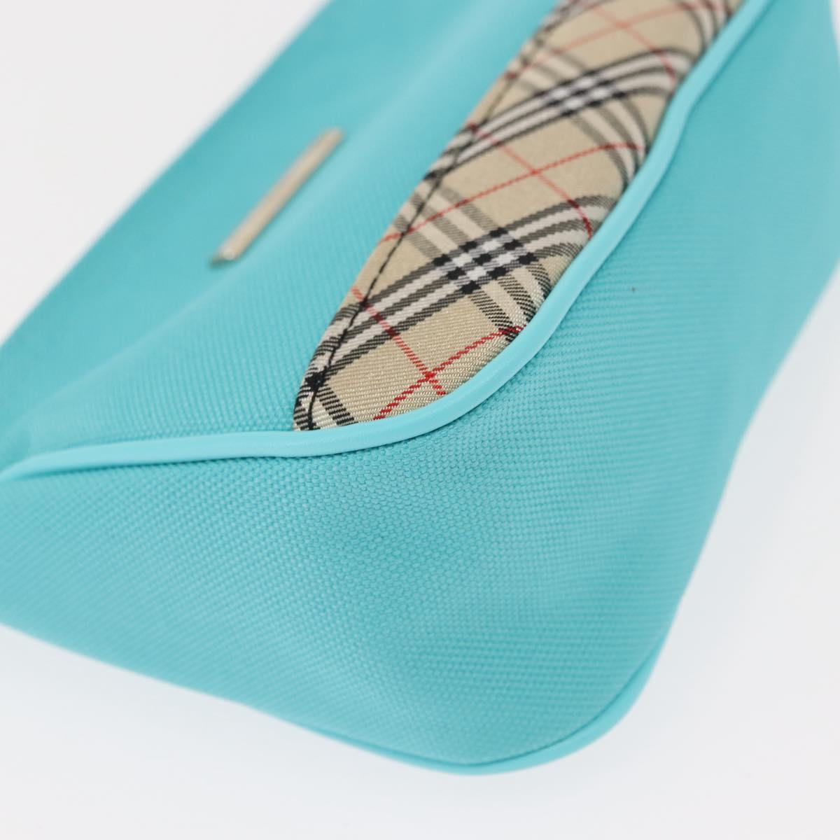 BURBERRY Nova Check Handkerchief Pouch Canvas 2Set Light Blue Silver Auth am9484