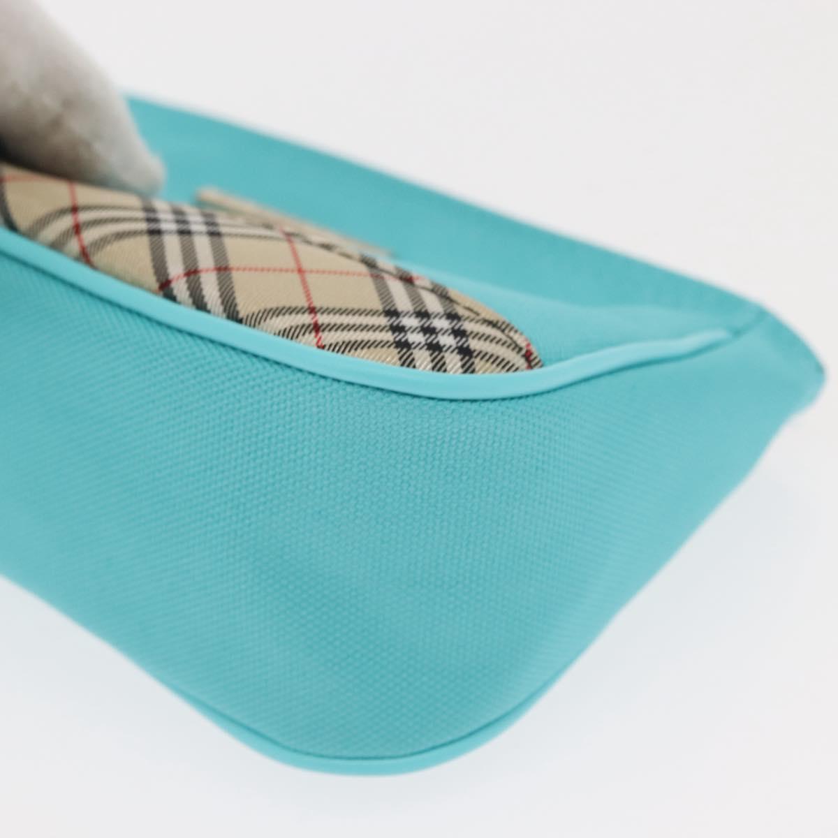 BURBERRY Nova Check Handkerchief Pouch Canvas 2Set Light Blue Silver Auth am9484