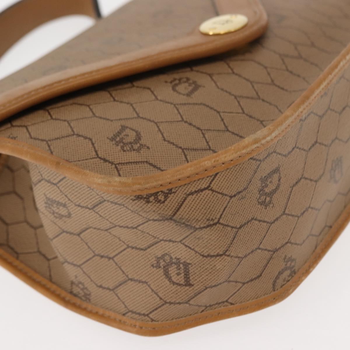Christian Dior Honeycomb Canvas Hand Bag PVC Leather 2way Beige Gold Auth am9485