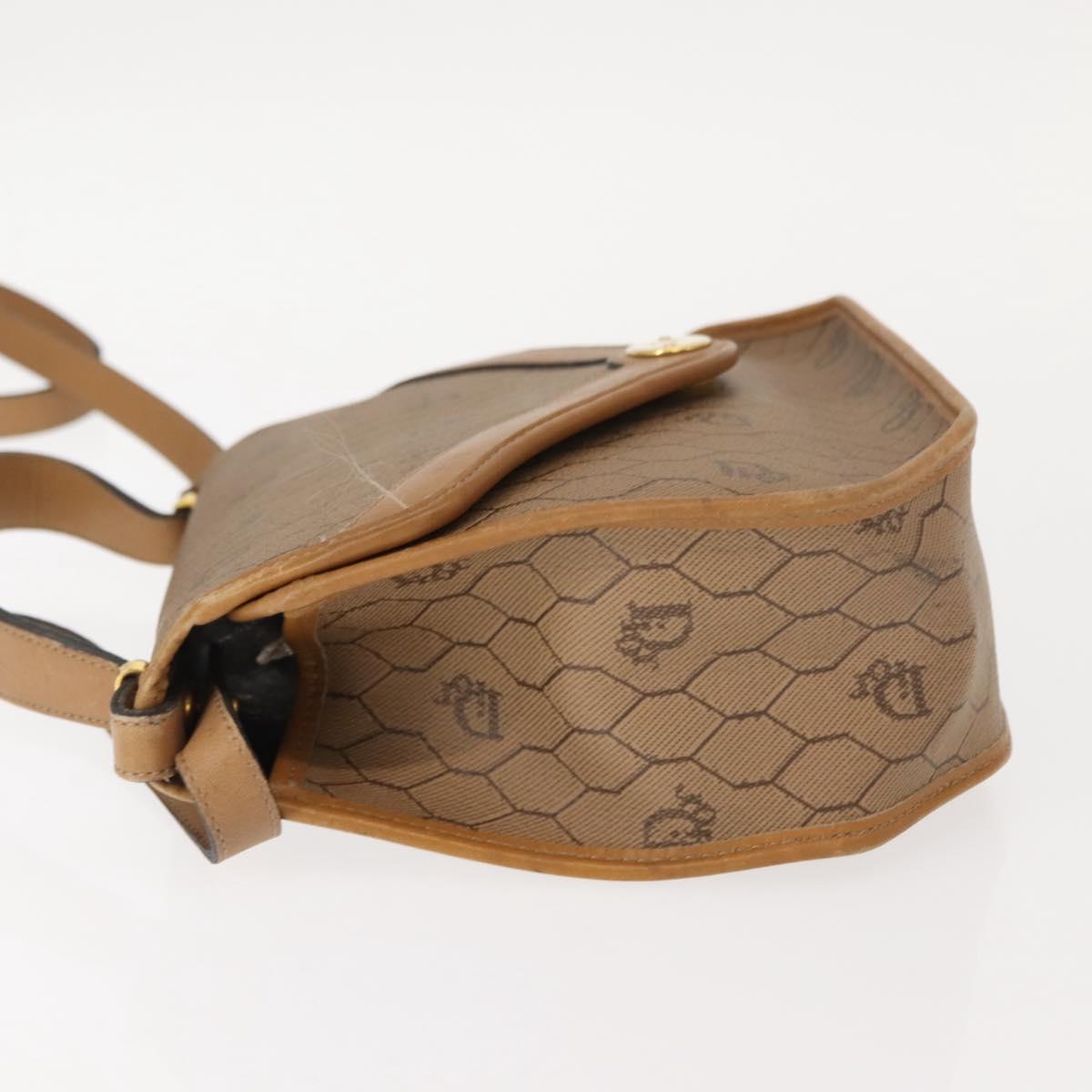 Christian Dior Honeycomb Canvas Hand Bag PVC Leather 2way Beige Gold Auth am9485