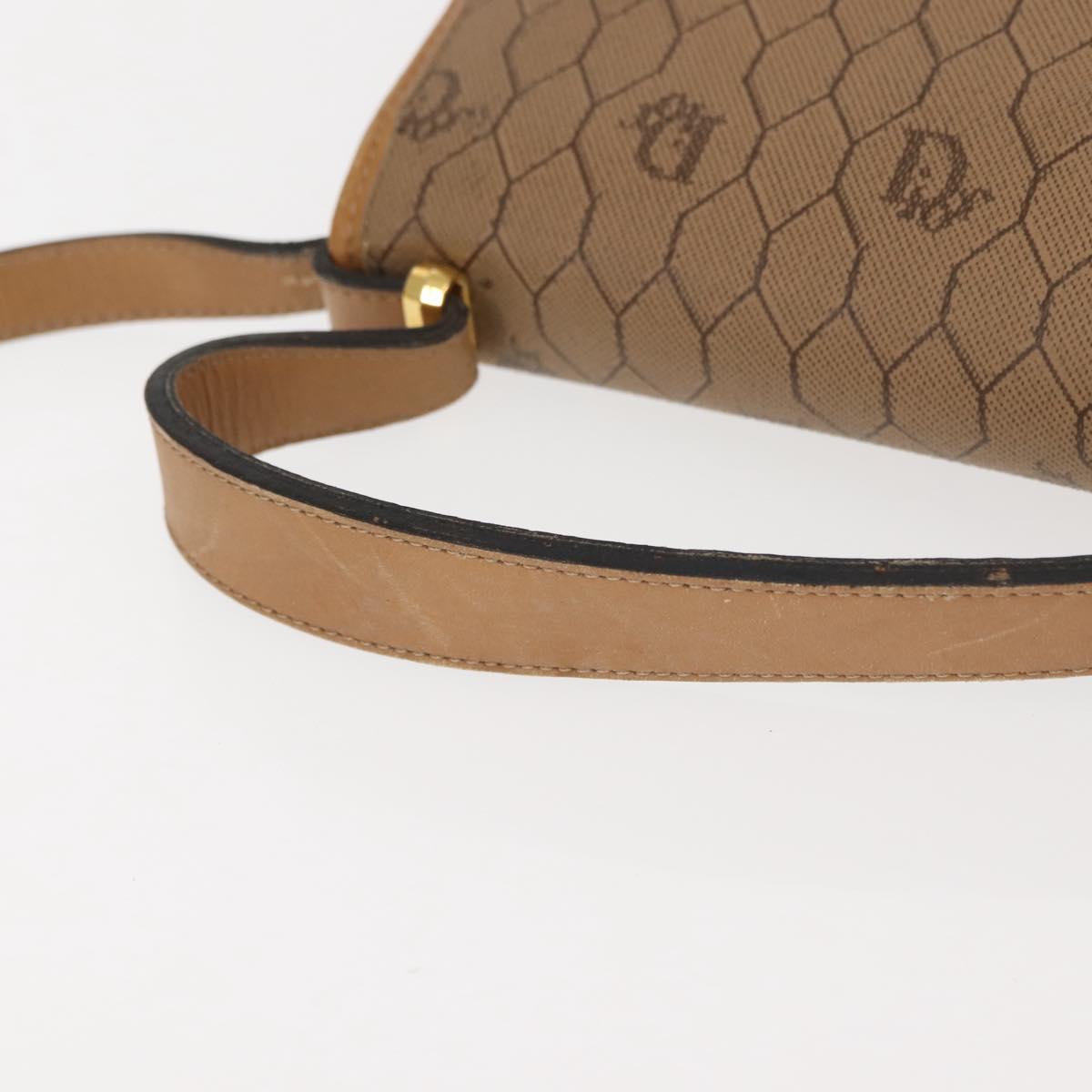Christian Dior Honeycomb Canvas Hand Bag PVC Leather 2way Beige Gold Auth am9485