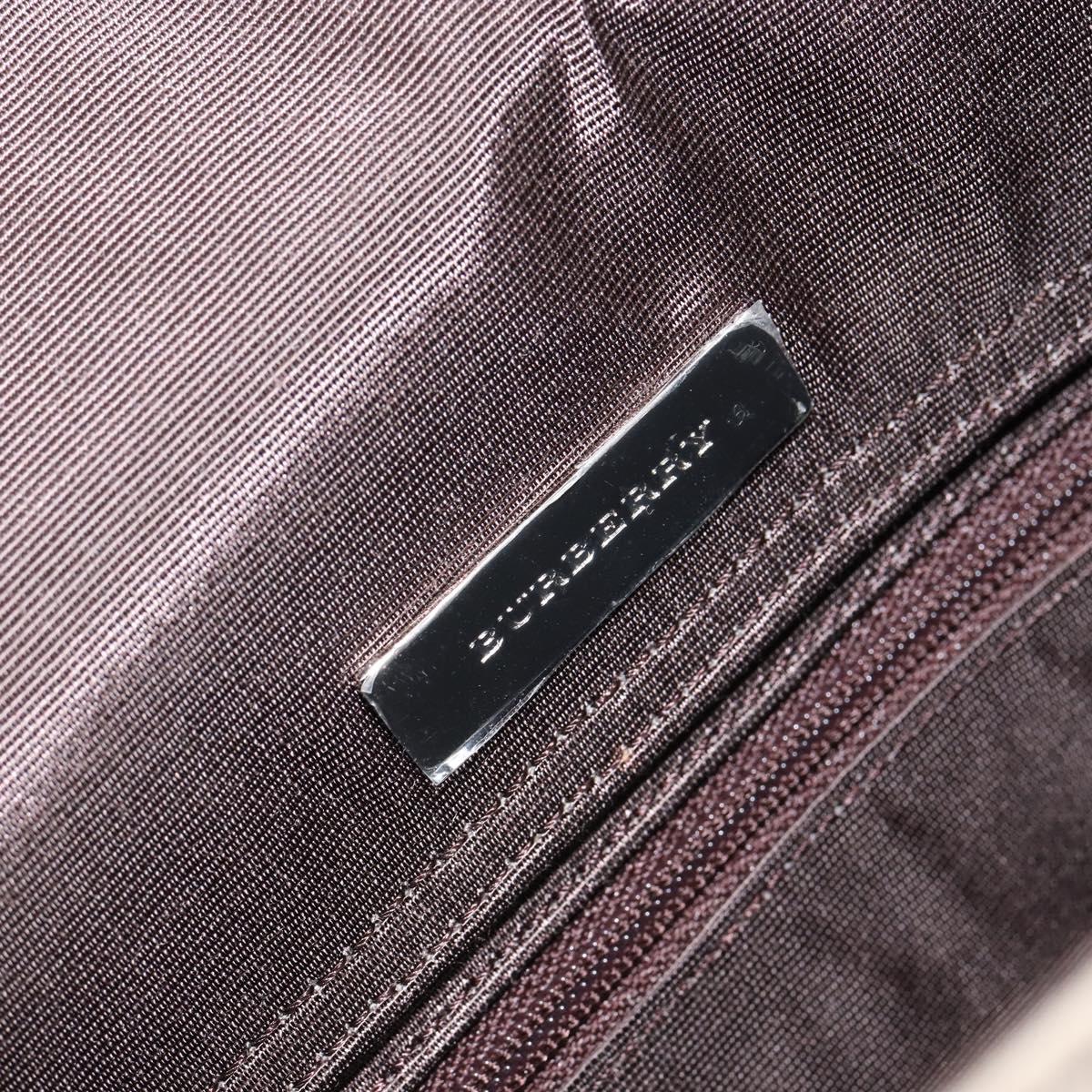 BURBERRY Nova Check Shoulder Bag Canvas Leather Beige Silver Auth am9486V