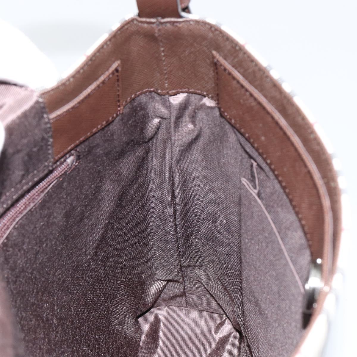 BURBERRY Nova Check Shoulder Bag Canvas Leather Beige Silver Auth am9486V