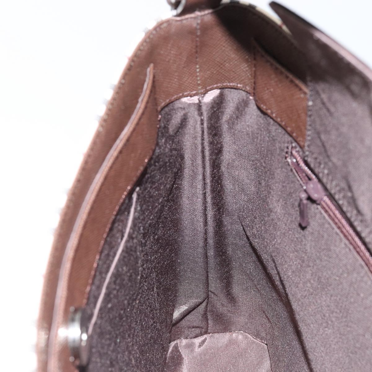 BURBERRY Nova Check Shoulder Bag Canvas Leather Beige Silver Auth am9486V