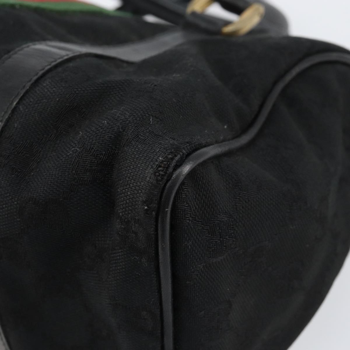 GUCCI GG Canvas Web Sherry Line Hand Bag Black Gold 012 3841 28 39 Auth am9487