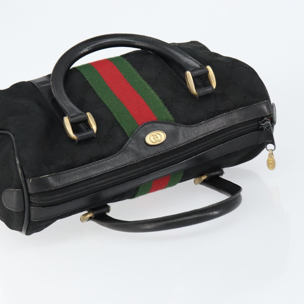 GUCCI GG Canvas Web Sherry Line Hand Bag Black Gold 012 3841 28 39 Auth am9487