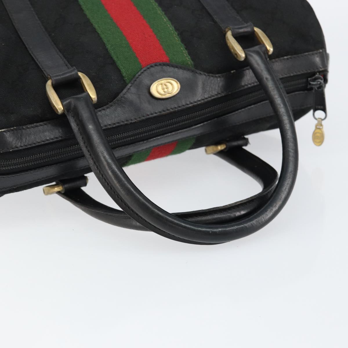 GUCCI GG Canvas Web Sherry Line Hand Bag Black Gold 012 3841 28 39 Auth am9487