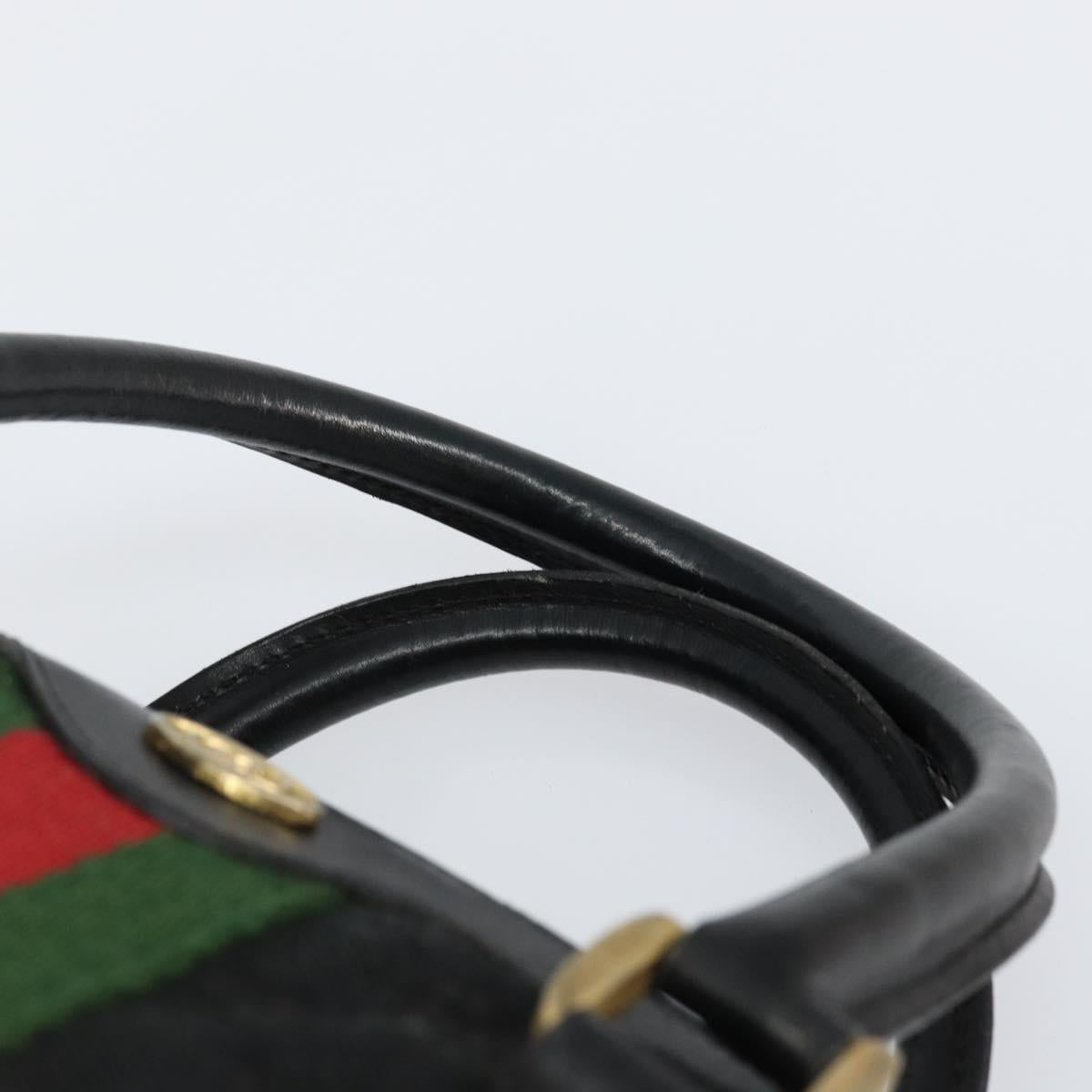 GUCCI GG Canvas Web Sherry Line Hand Bag Black Gold 012 3841 28 39 Auth am9487