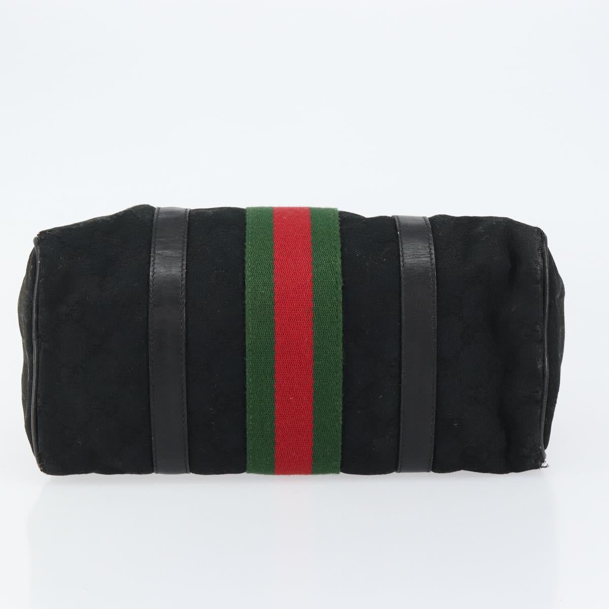 GUCCI GG Canvas Web Sherry Line Hand Bag Black Gold 012 3841 28 39 Auth am9487