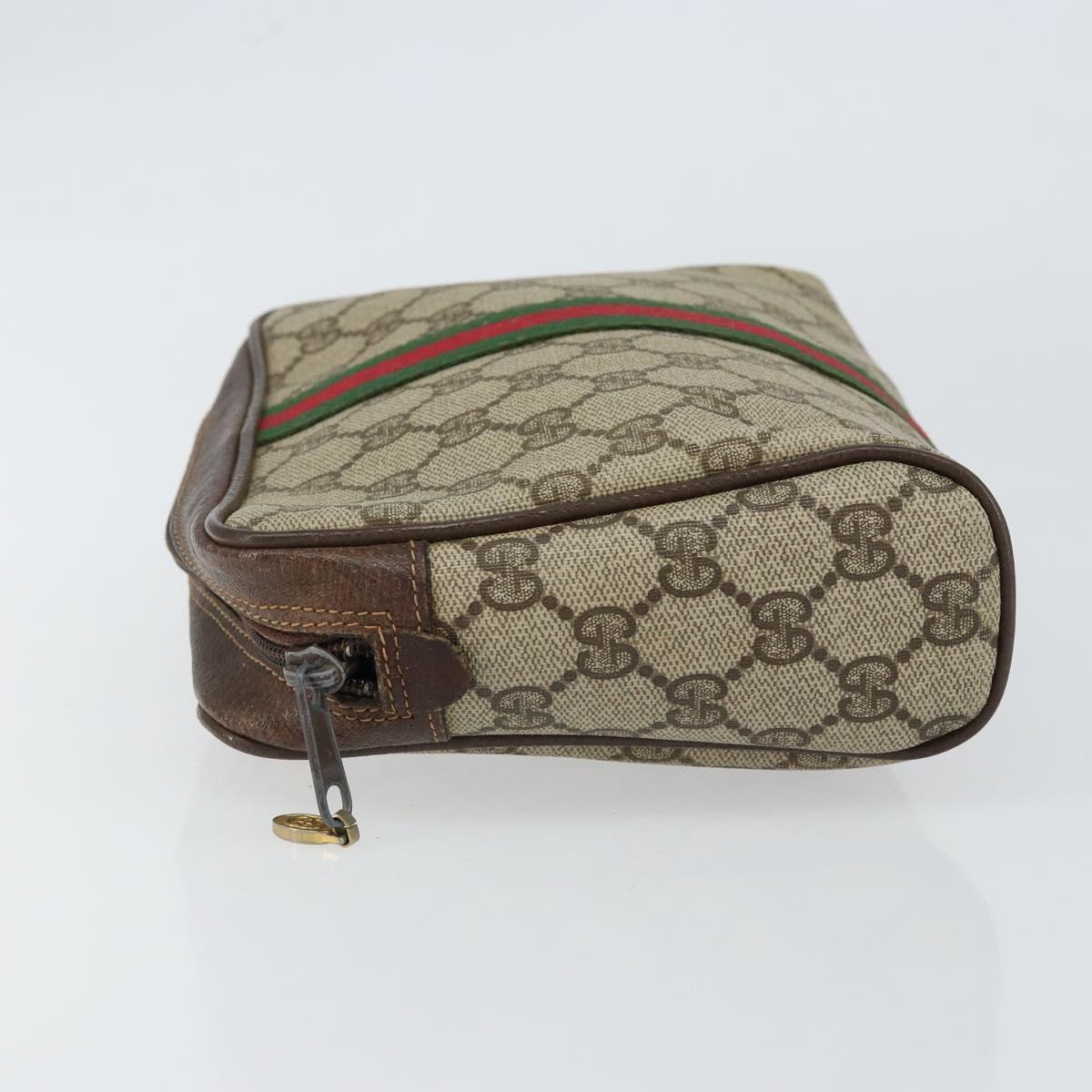 GUCCI GG Supreme Web Sherry Line Clutch Bag PVC Beige 63 014 3553 Auth am9488