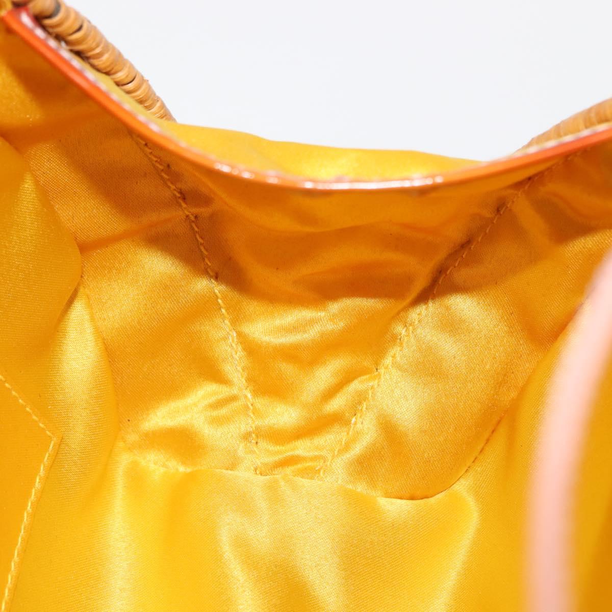 Salvatore Ferragamo Vala Hand Bag Rattan Leather Brown Silver Auth am9489