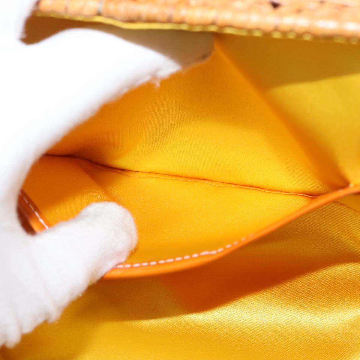 Salvatore Ferragamo Vala Hand Bag Rattan Leather Brown Silver Auth am9489