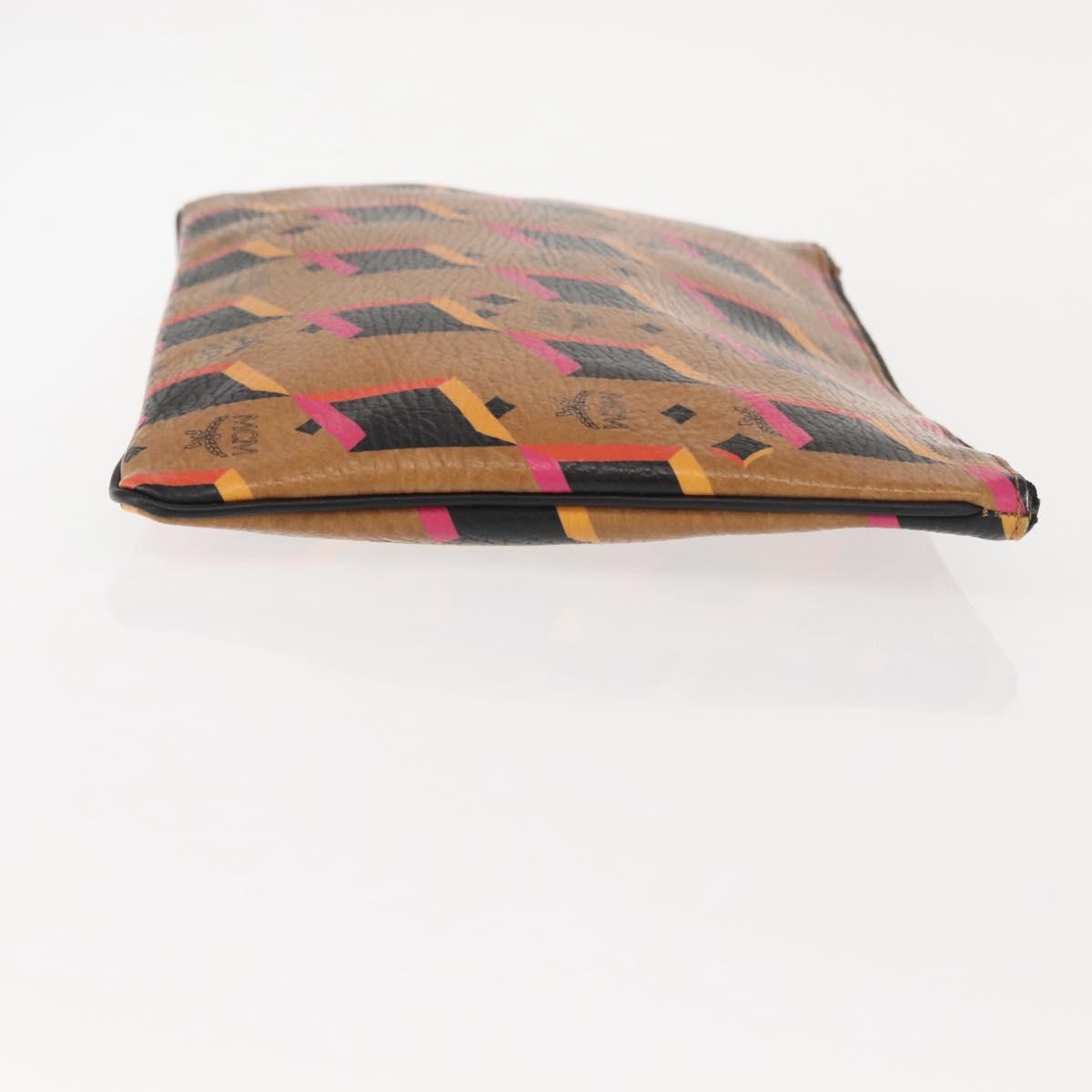 MCM Logogram Vicetos Clutch Bag PVC Leather Brown Auth am9490