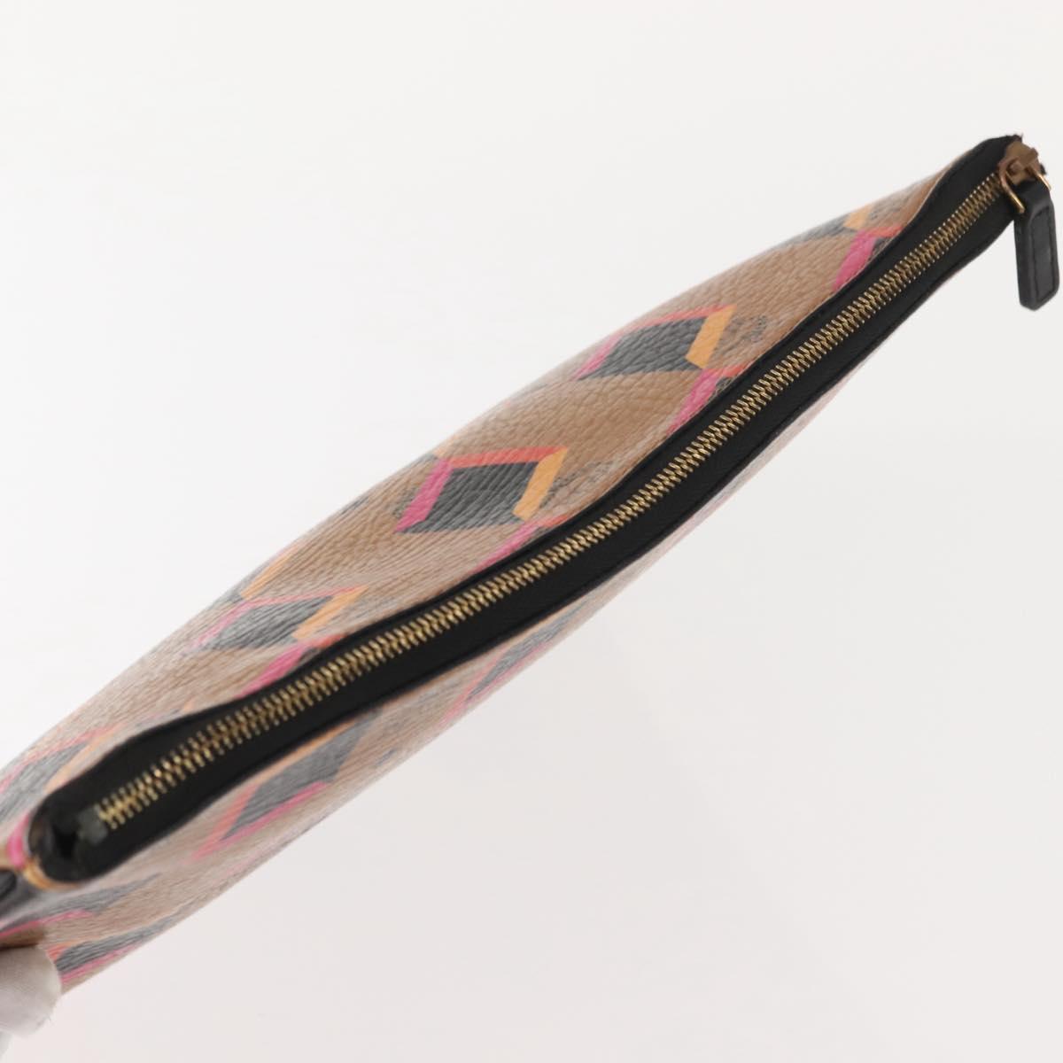 MCM Logogram Vicetos Clutch Bag PVC Leather Brown Auth am9490