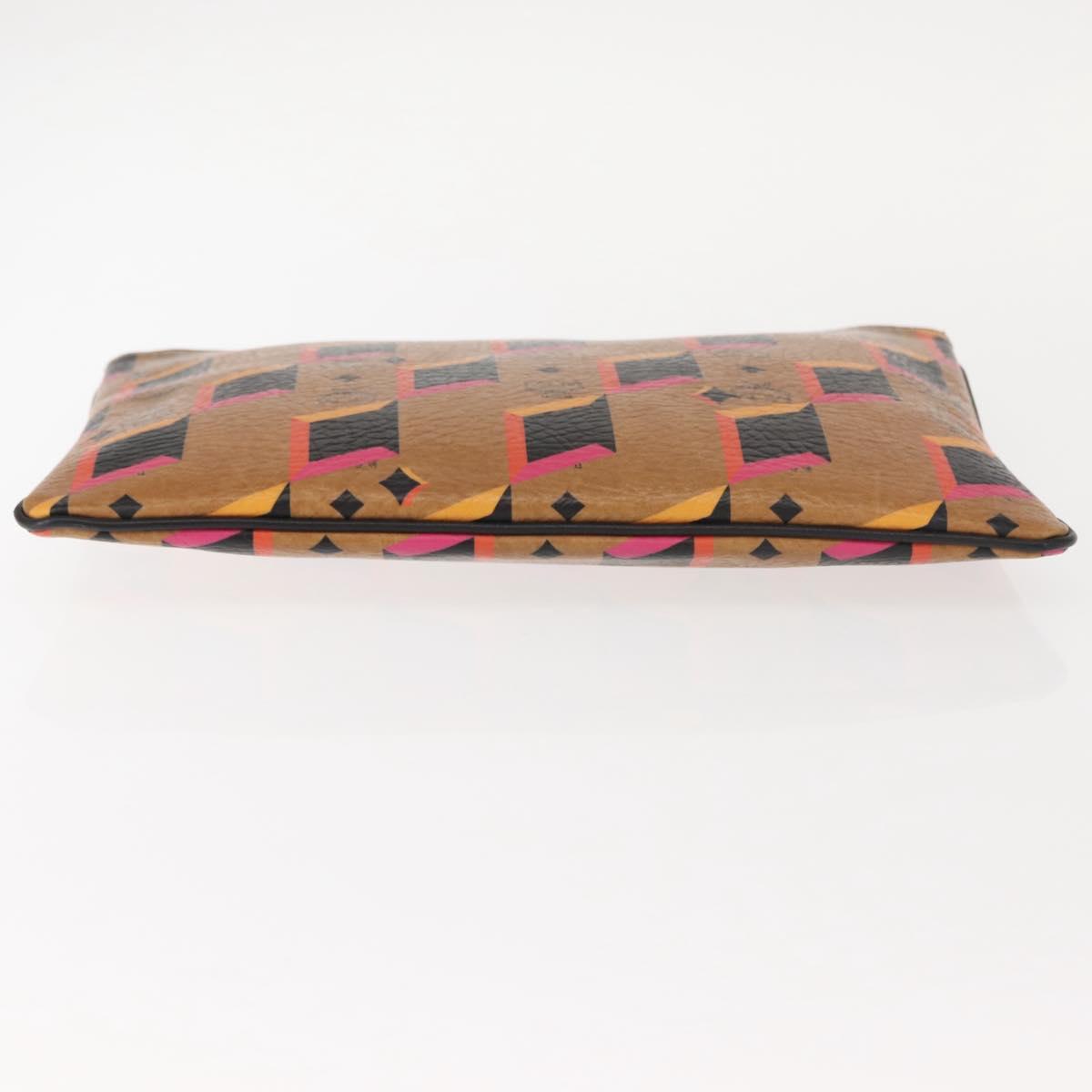 MCM Logogram Vicetos Clutch Bag PVC Leather Brown Auth am9490