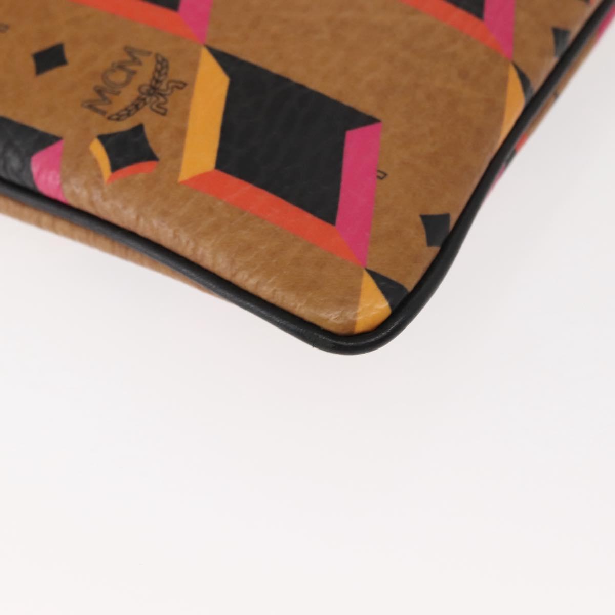 MCM Logogram Vicetos Clutch Bag PVC Leather Brown Auth am9490