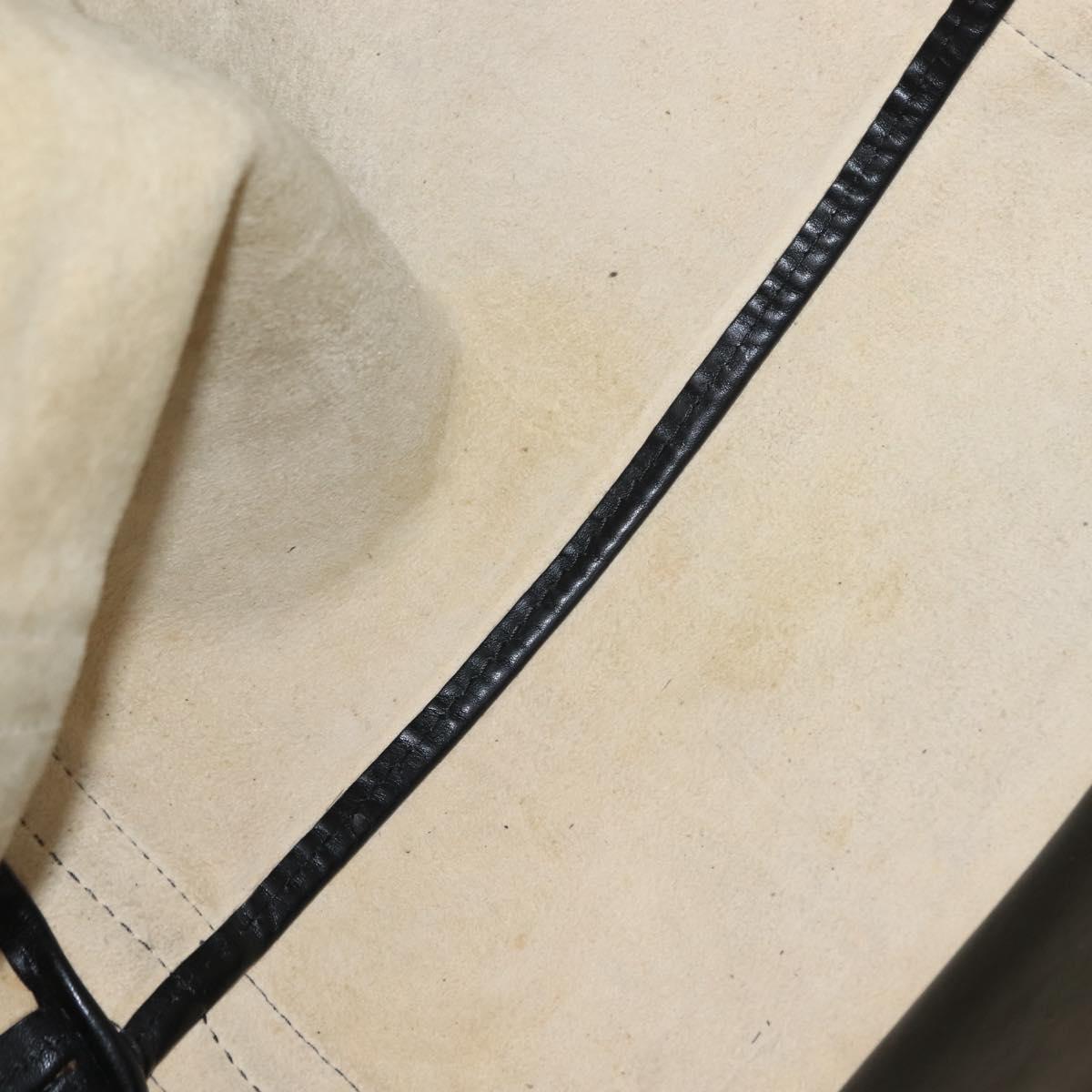 Chloe Alison Hand Bag Leather Ivory Black gold Auth am9491