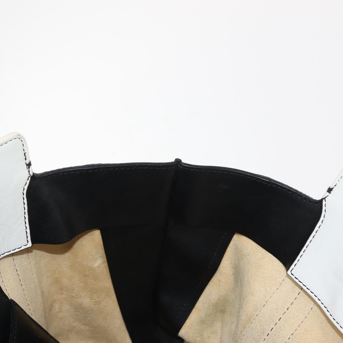 Chloe Alison Hand Bag Leather Ivory Black gold Auth am9491