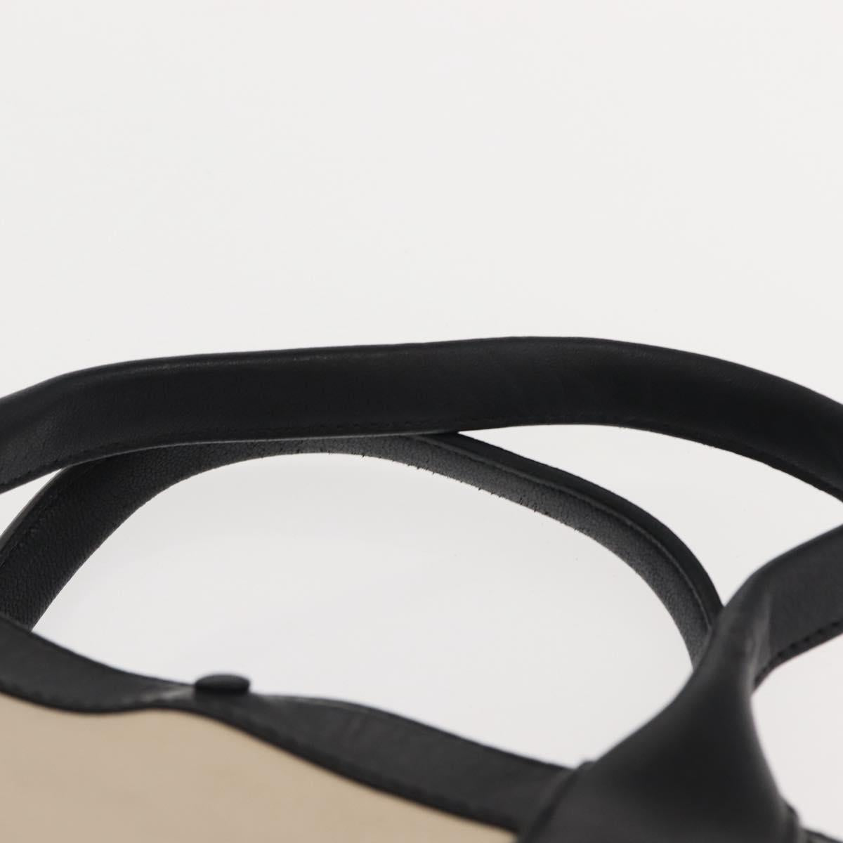 Chloe Alison Hand Bag Leather Ivory Black gold Auth am9491