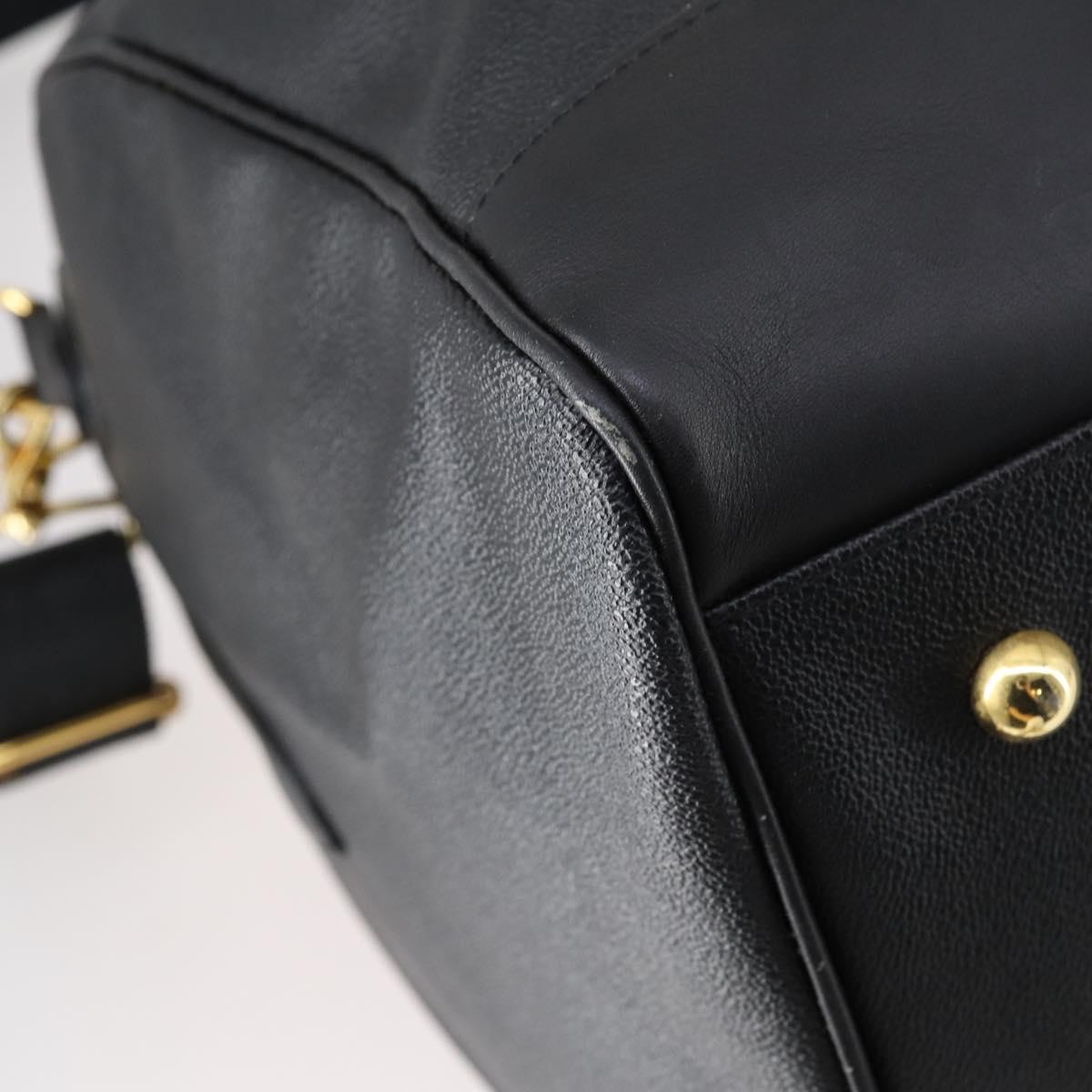 VERSACE Boston Bag Leather 2way Black Gold Auth am9495