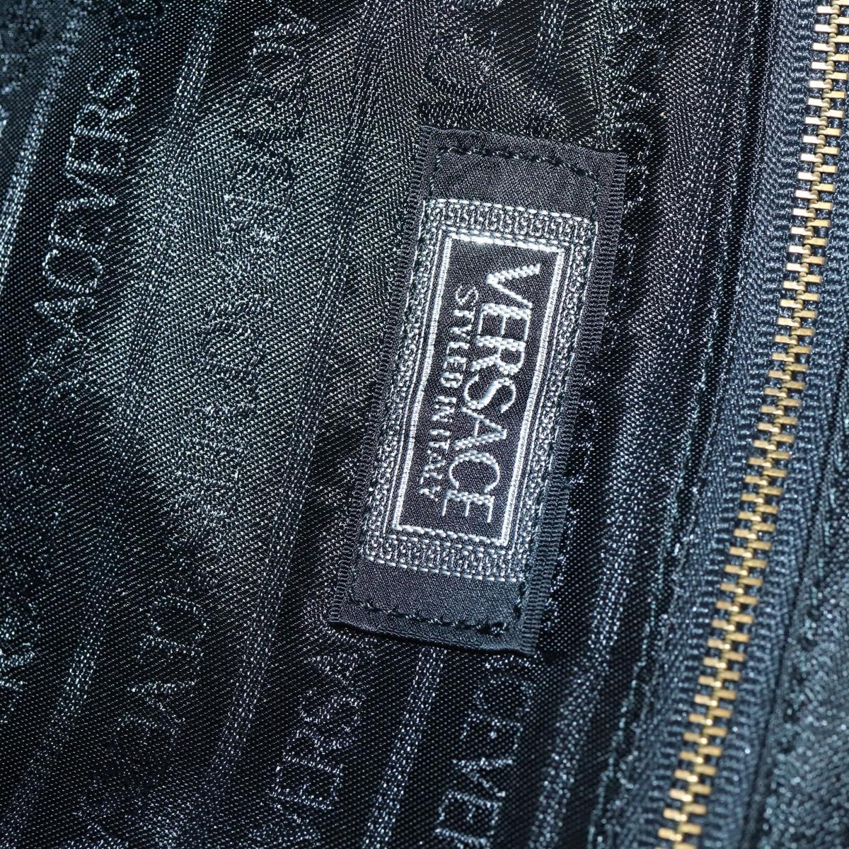VERSACE Boston Bag Leather 2way Black Gold Auth am9495